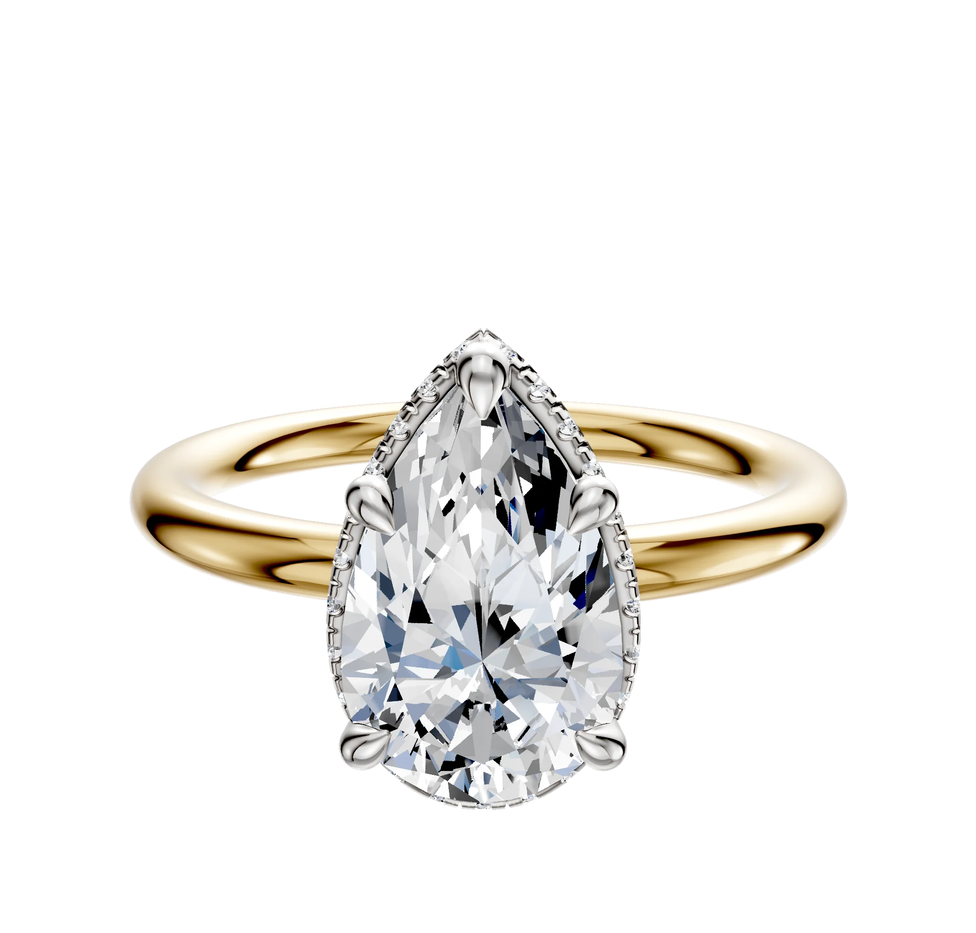18K Two Tone 4 Prong Collar Classic Dome 2.0mm Engagement Ring