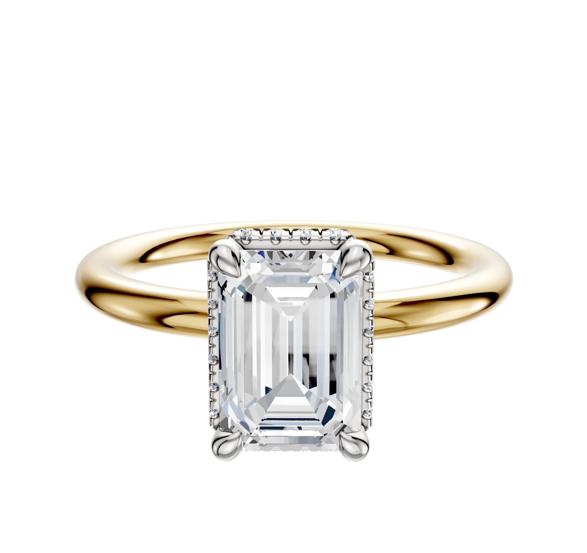 18K Two Tone 4 Prong Collar Classic Dome 2.0mm Engagement Ring