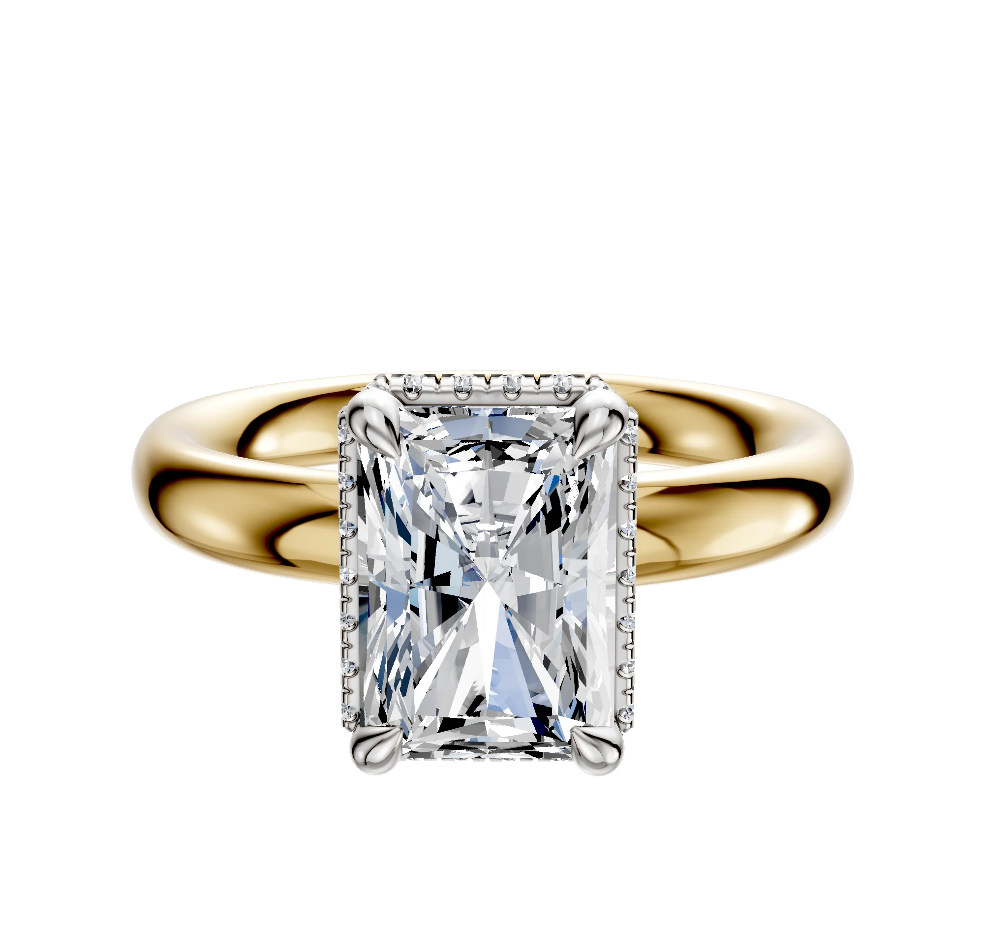 18K Two Tone 4 Prong Collar Classic Dome 3.0mm Engagement Ring