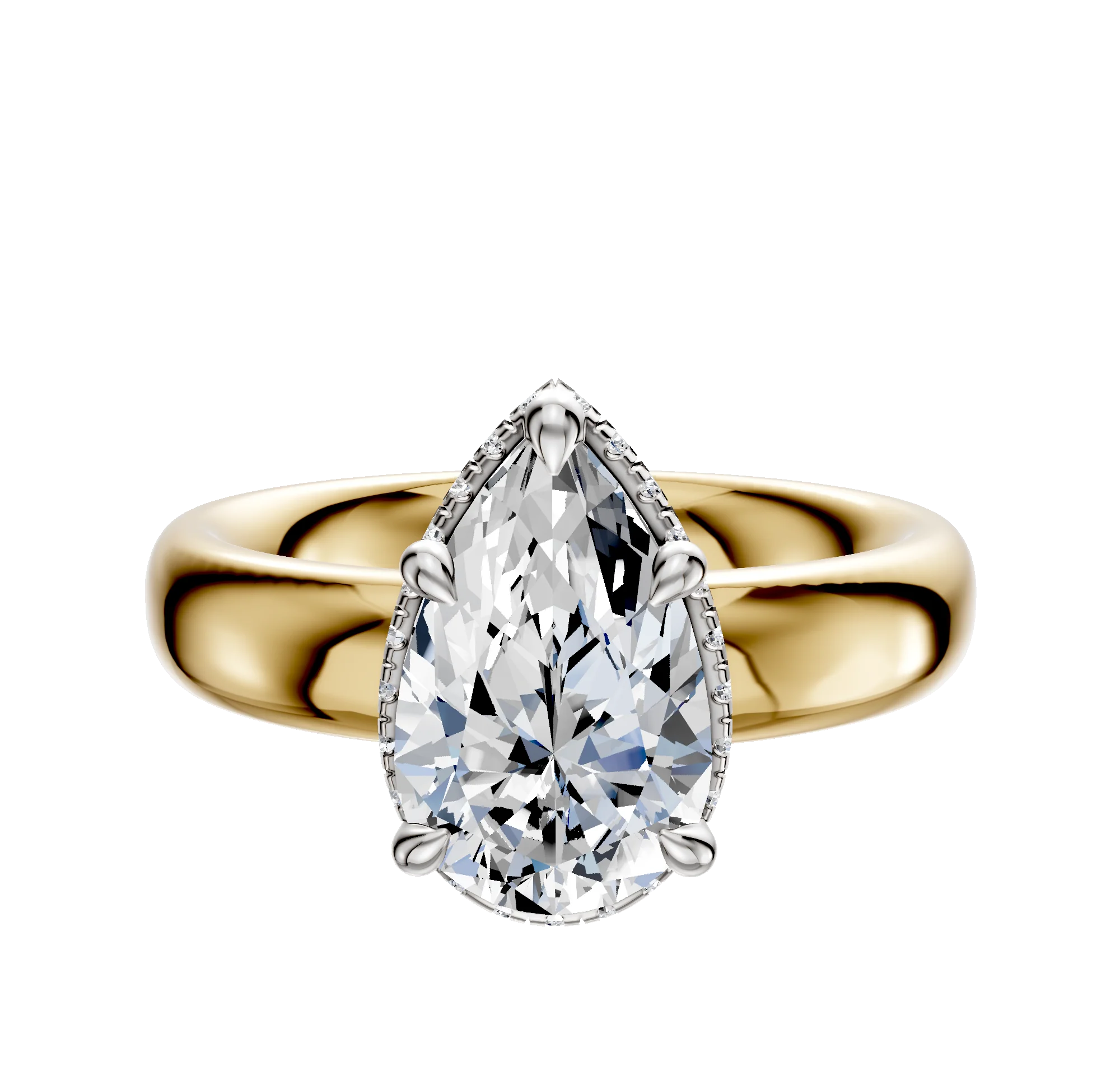 18K Two Tone 4 Prong Collar Classic Dome 4.0mm Engagement Ring
