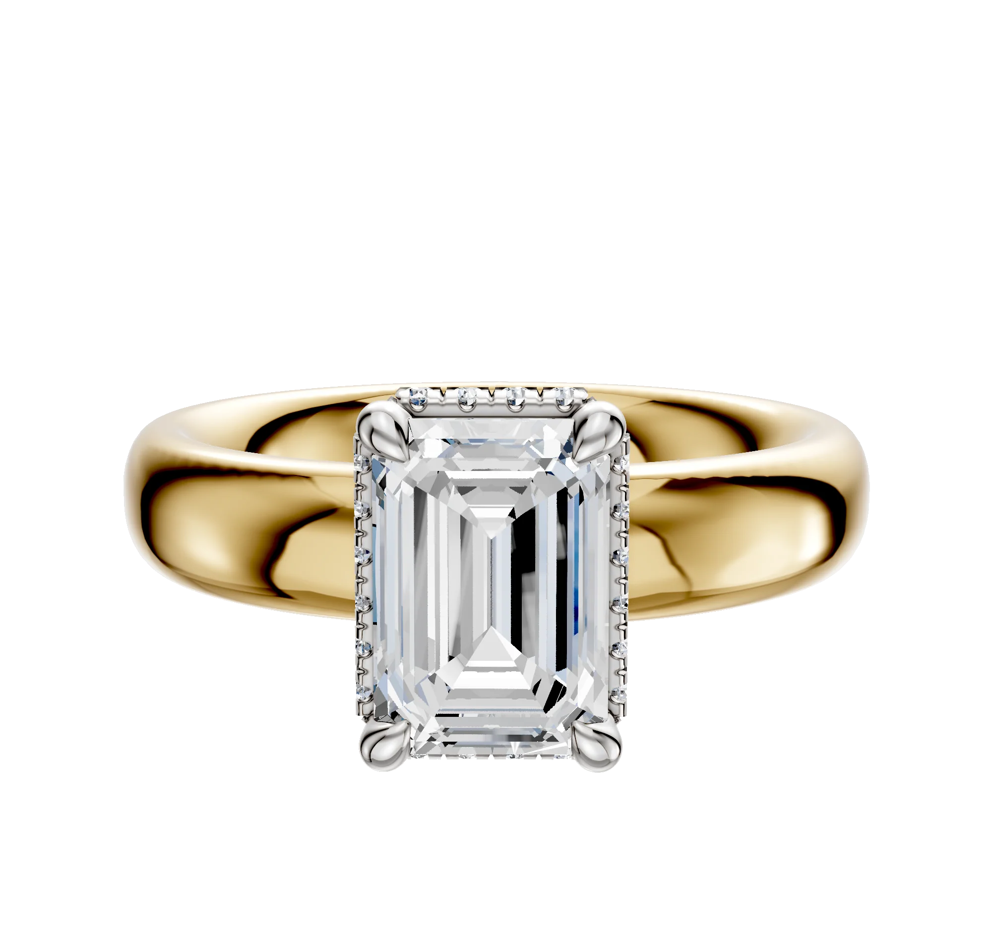 18K Two Tone 4 Prong Collar Classic Dome 4.0mm Engagement Ring