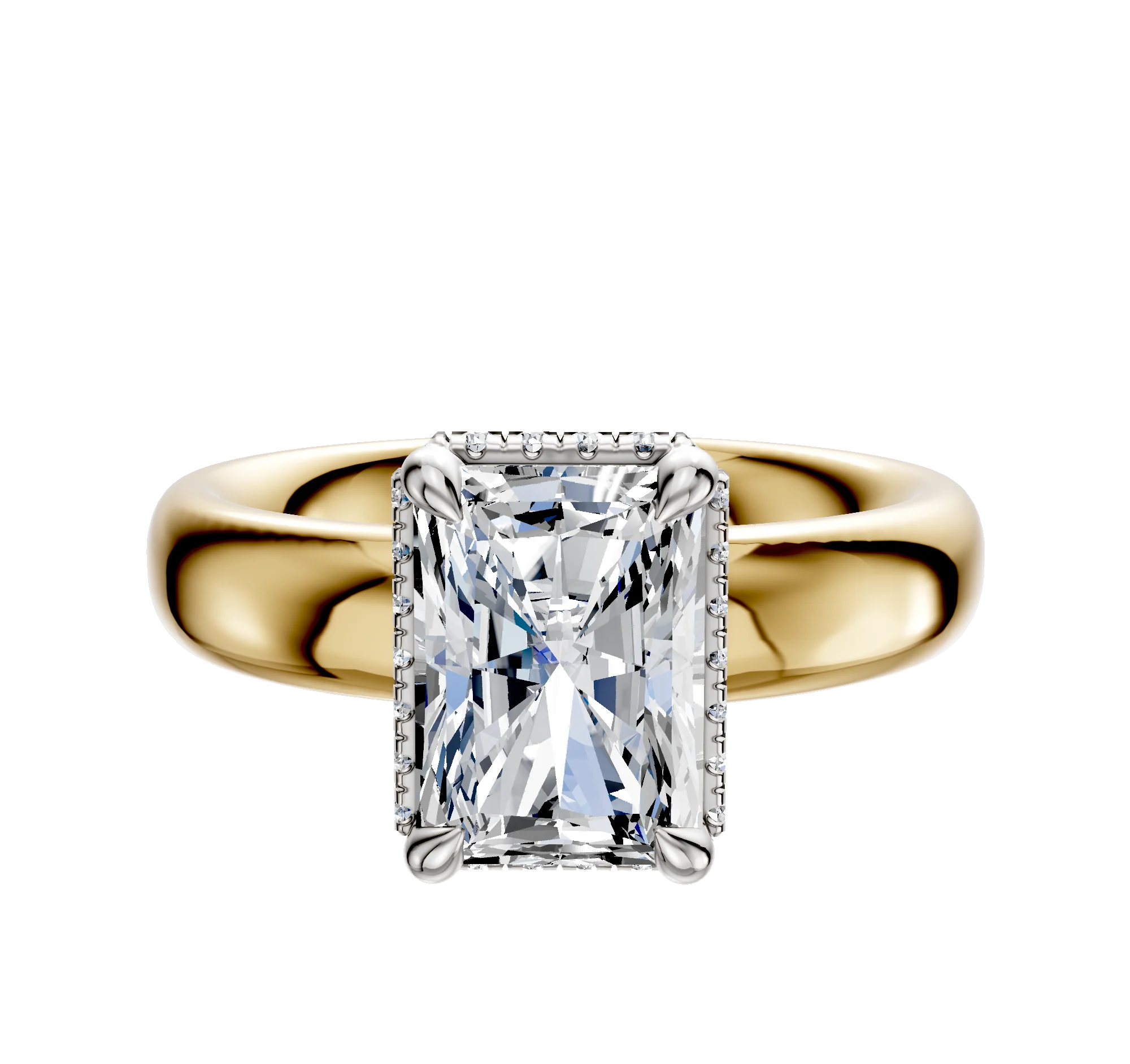 18K Two Tone 4 Prong Collar Classic Dome 4.0mm Engagement Ring