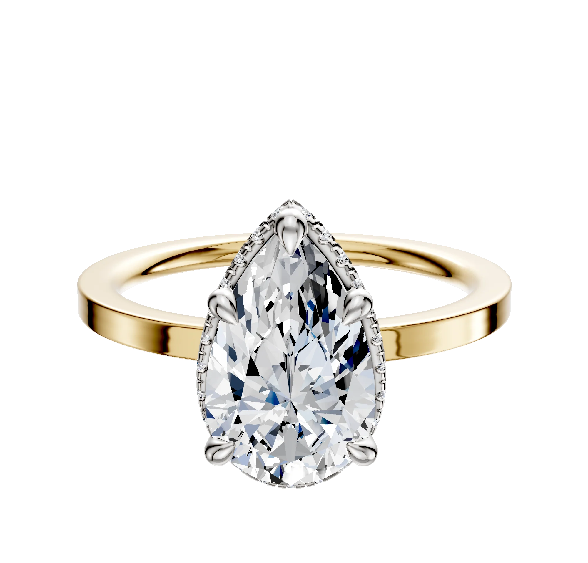 18K Two Tone 4 Prong Collar Classic Flat 1.5mm Engagement Ring