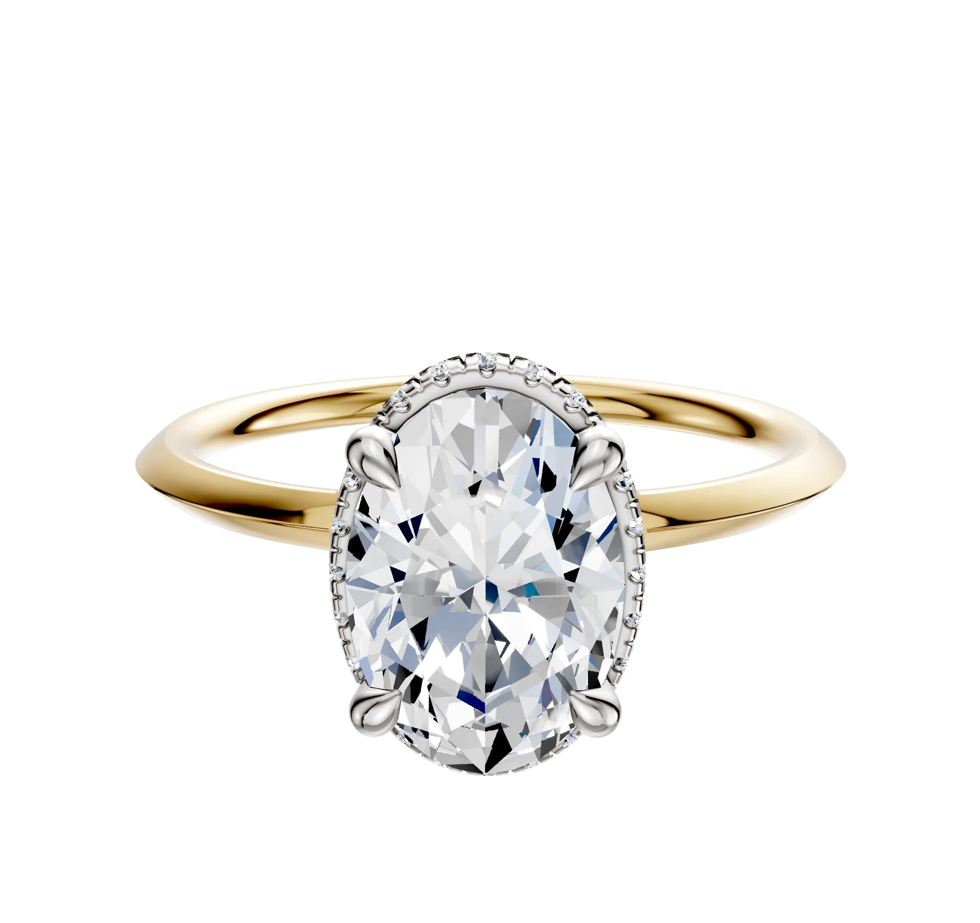 18K Two Tone 4 Prong Collar Classic Knife Edge 1.5mm Engagement Ring