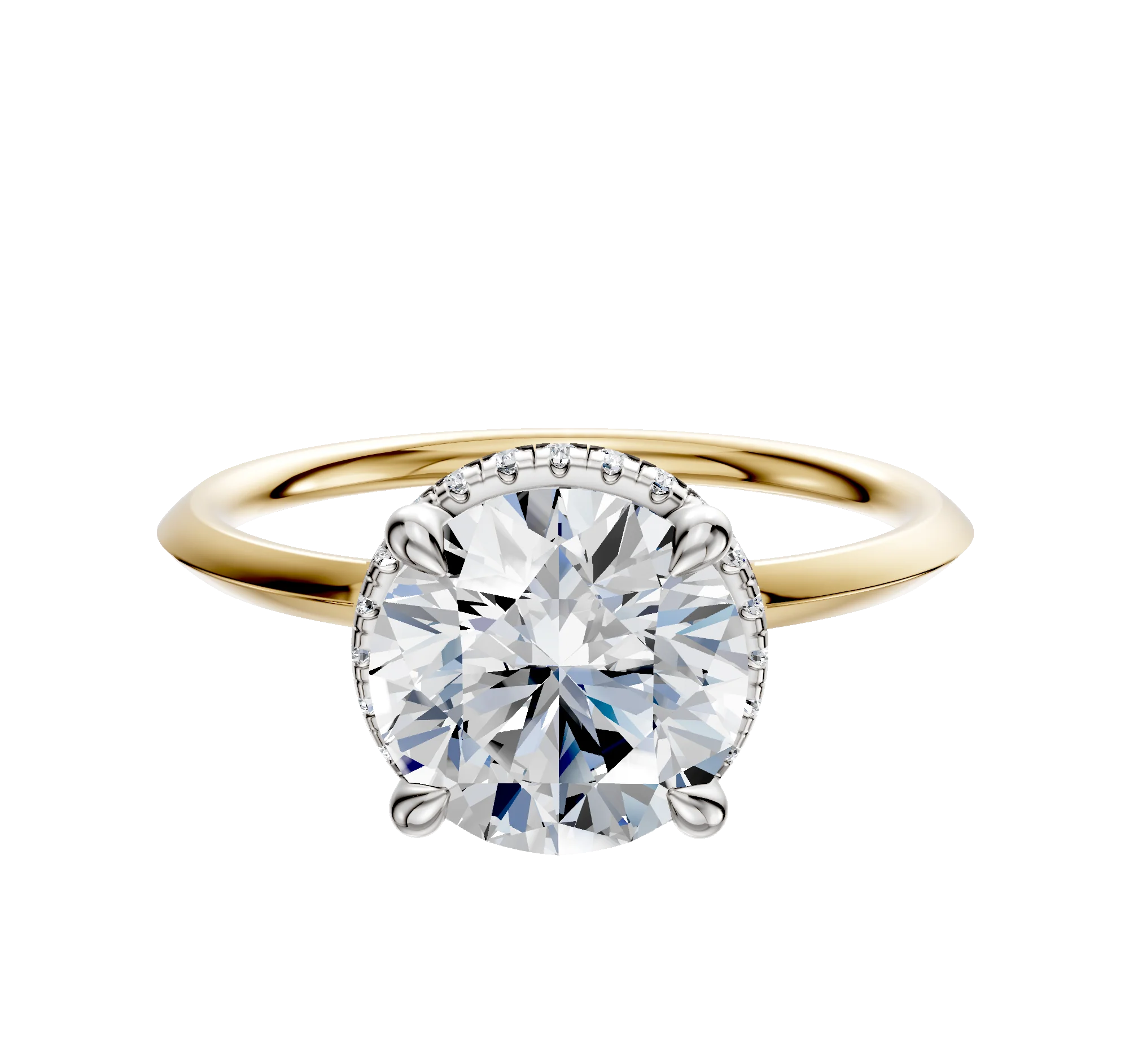 18K Two Tone 4 Prong Collar Classic Knife Edge 1.5mm Engagement Ring