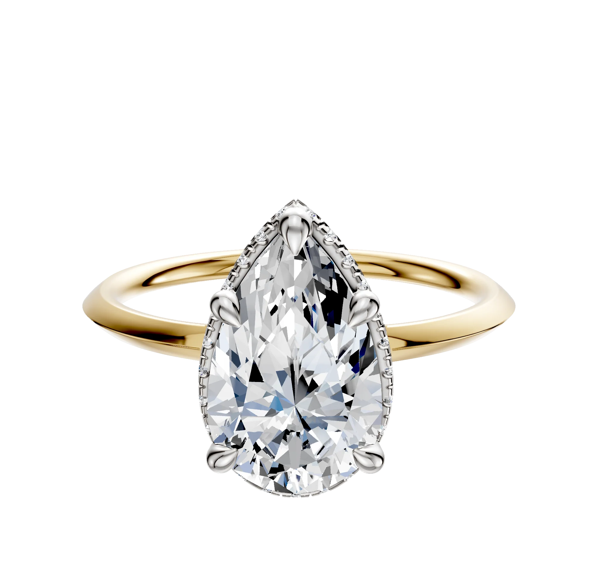 18K Two Tone 4 Prong Collar Classic Knife Edge 1.5mm Engagement Ring
