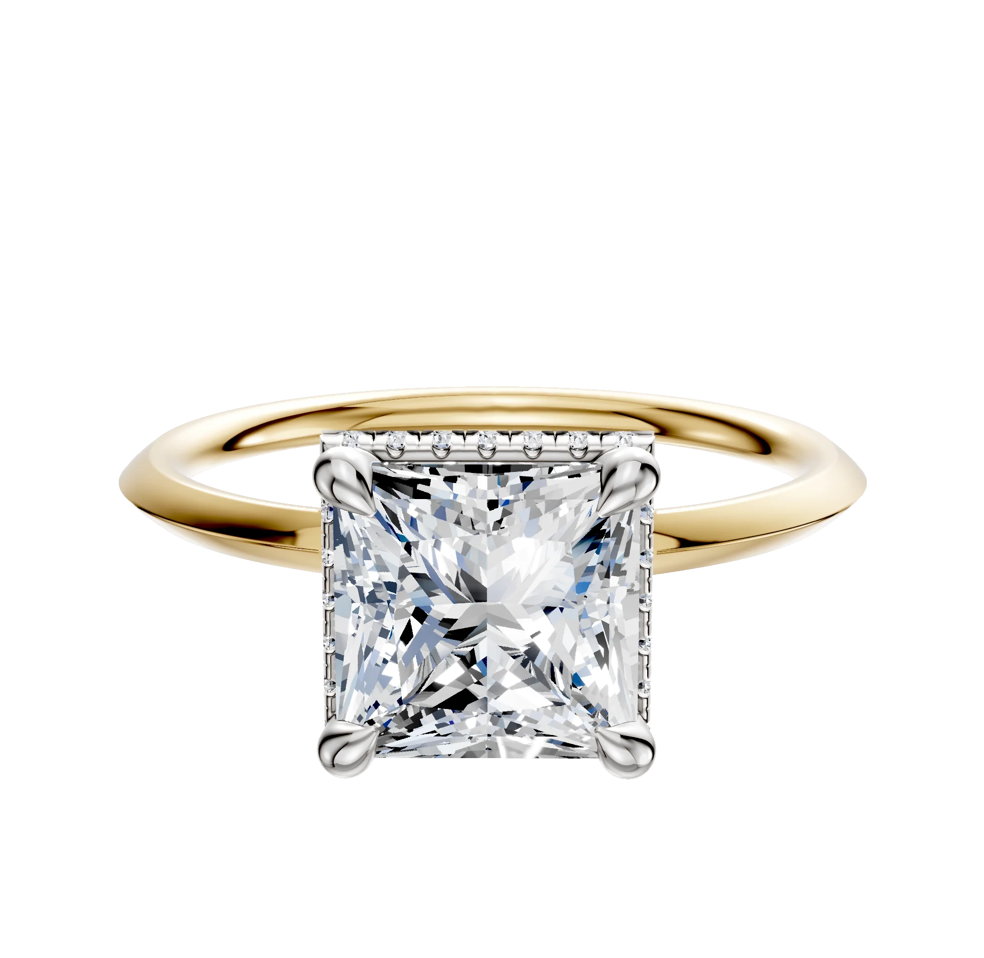 18K Two Tone 4 Prong Collar Classic Knife Edge 1.5mm Engagement Ring