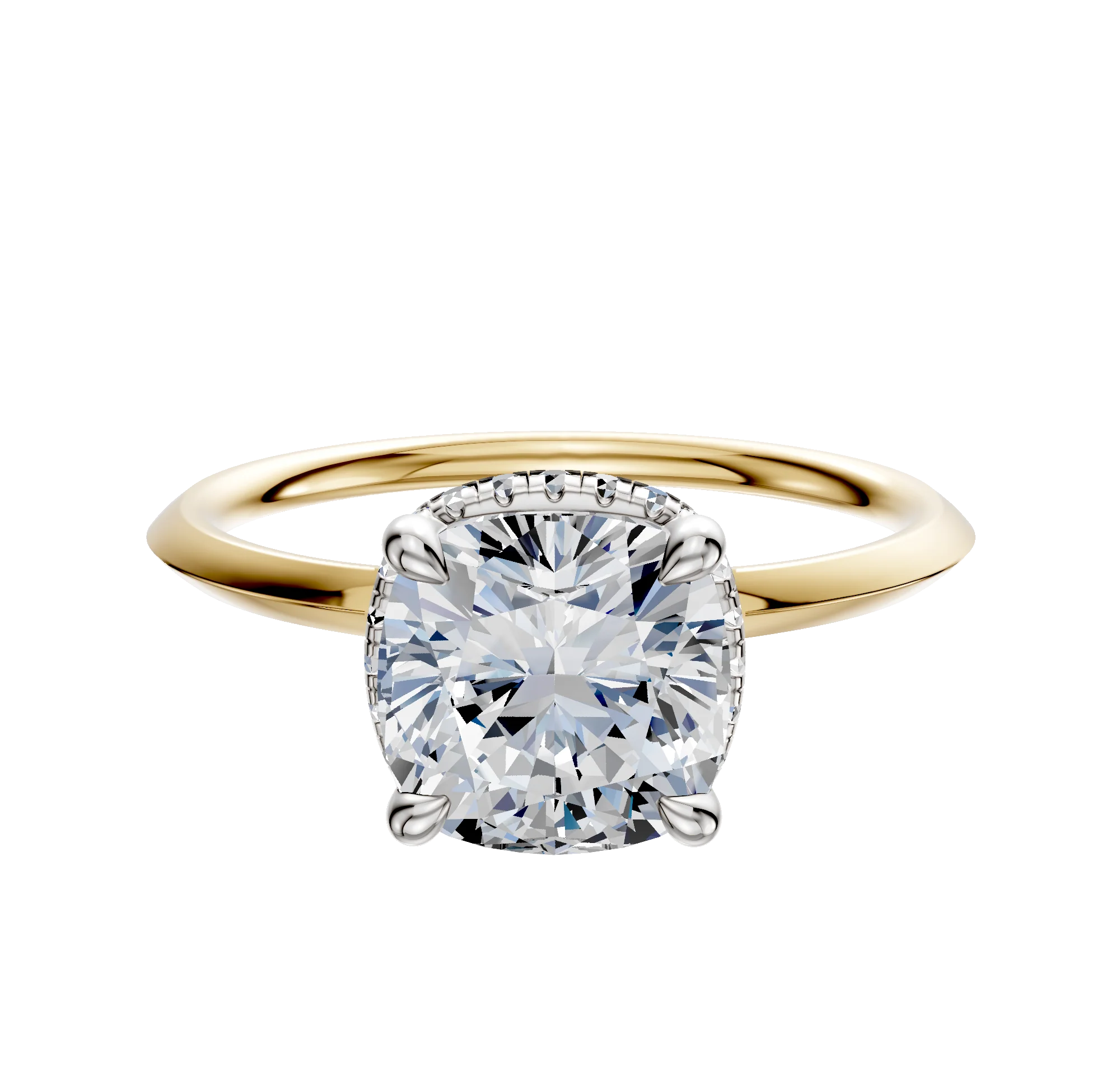 18K Two Tone 4 Prong Collar Classic Knife Edge 1.5mm Engagement Ring