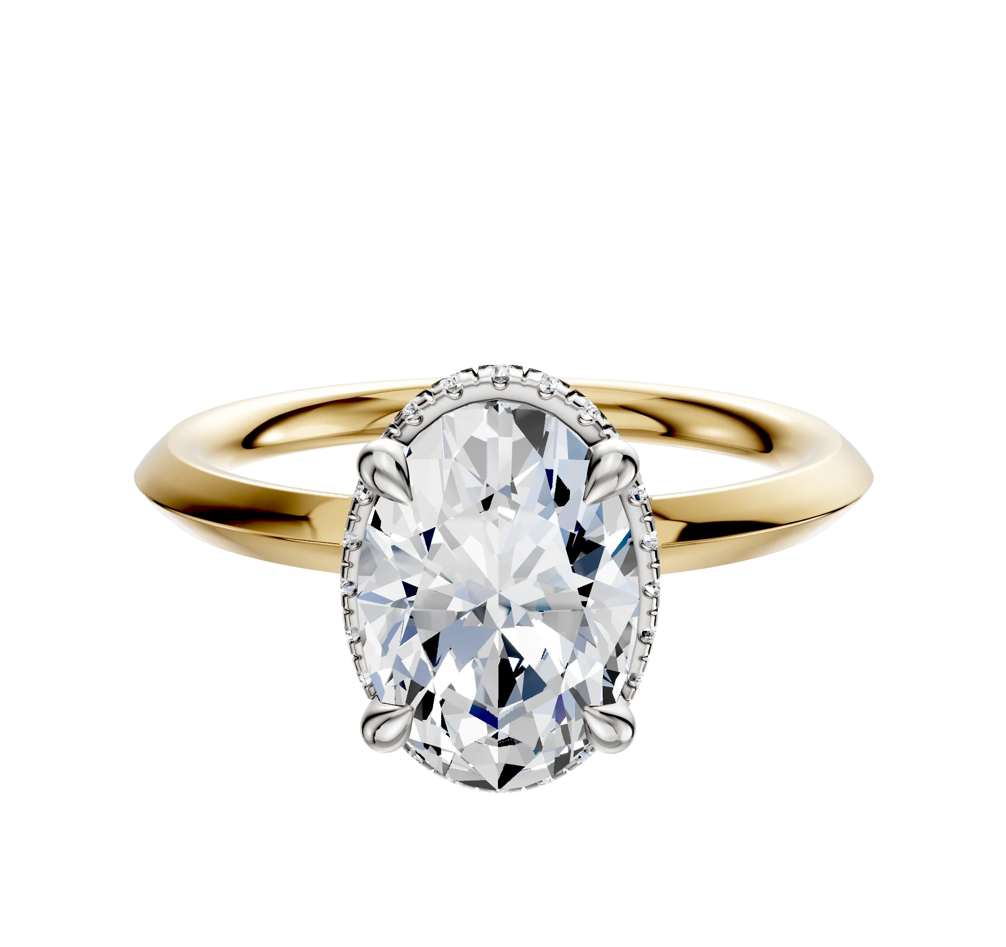 18K Two Tone 4 Prong Collar Classic Knife Edge 2.0mm Engagement Ring