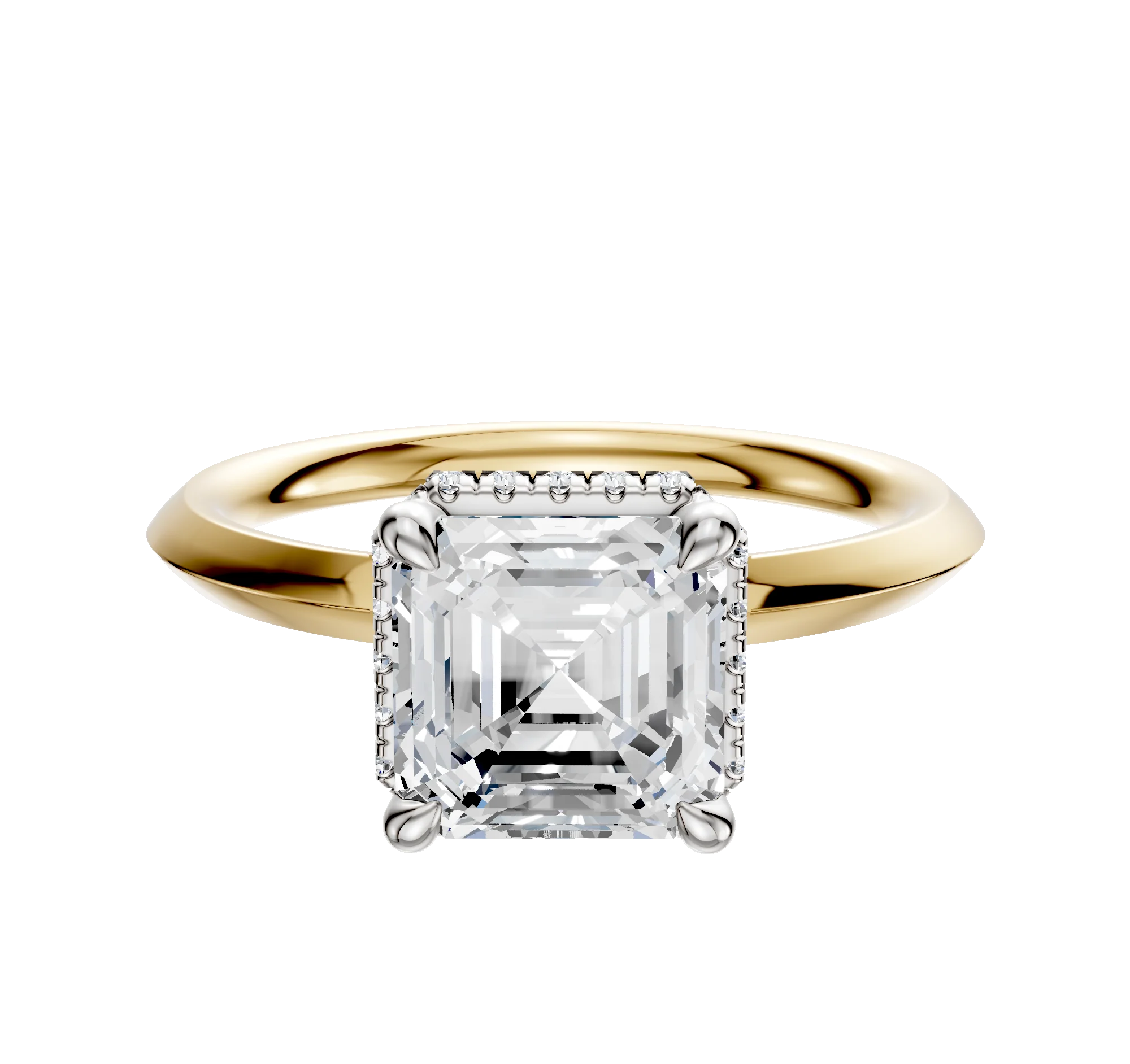 18K Two Tone 4 Prong Collar Classic Knife Edge 2.0mm Engagement Ring