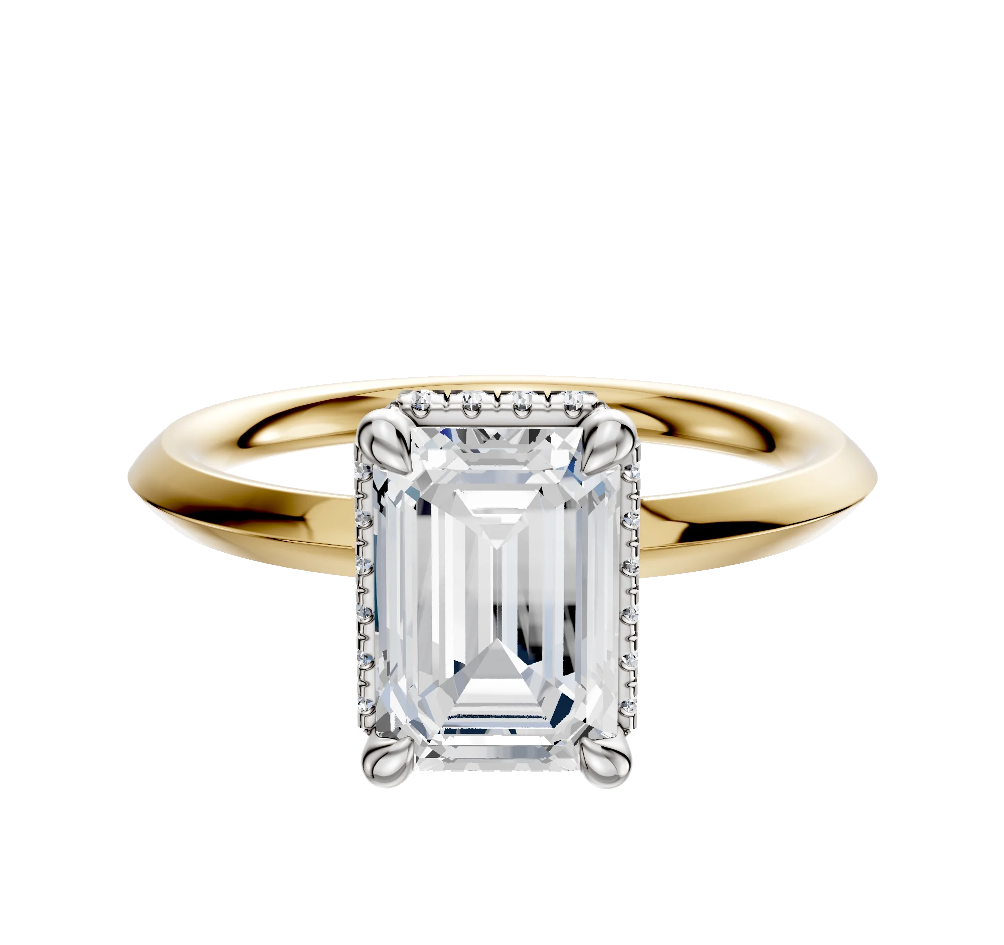 18K Two Tone 4 Prong Collar Classic Knife Edge 2.0mm Engagement Ring