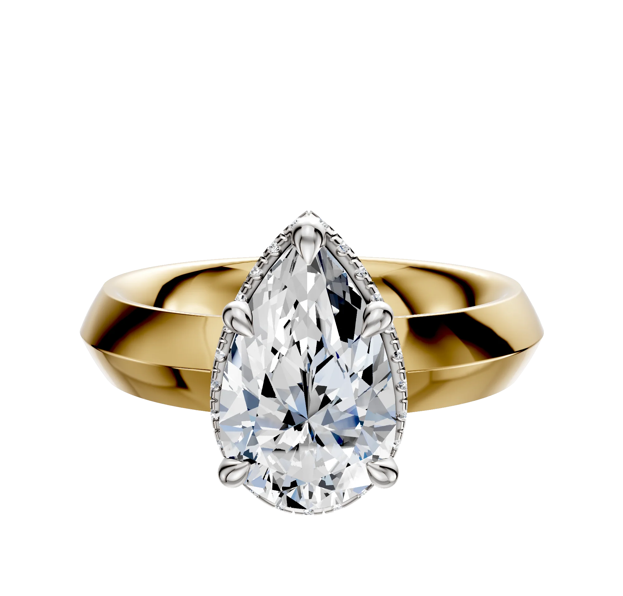 18K Two Tone 4 Prong Collar Classic Knife Edge 4.0mm Engagement Ring
