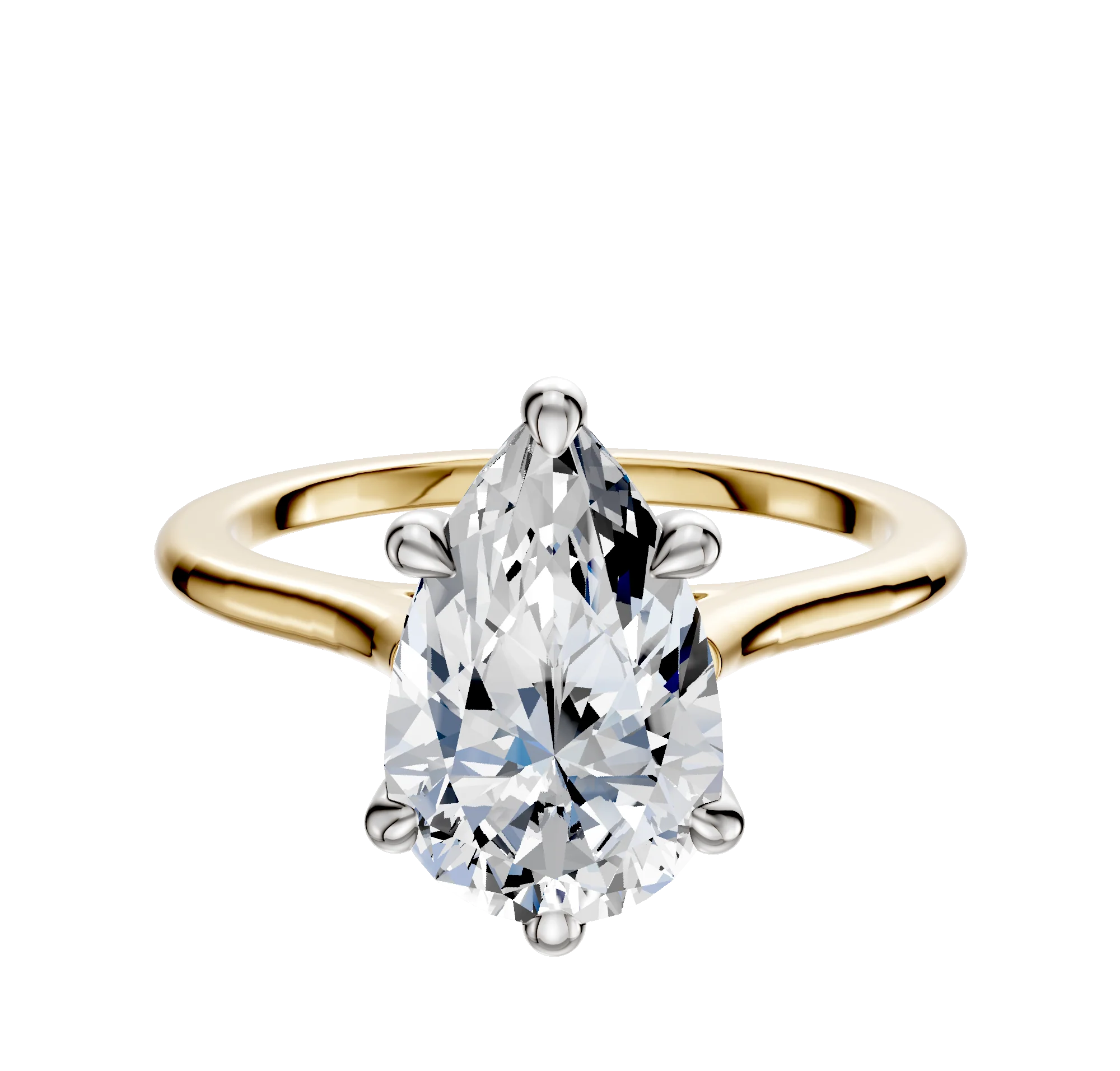 18K Two Tone 6 Prong Basket Cathedral Dome 1.5mm Engagement Ring