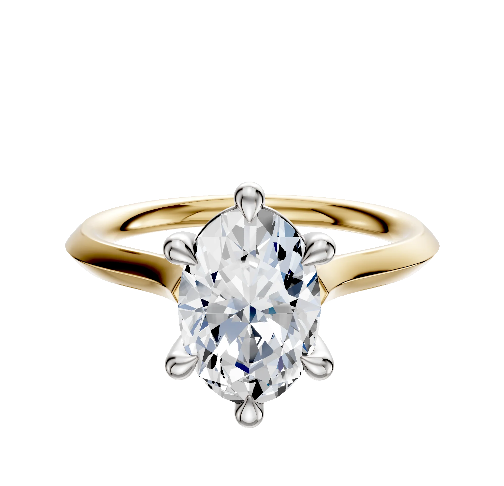 18K Two Tone 6 Prong Basket Cathedral Knife Edge 2.0mm Engagement Ring
