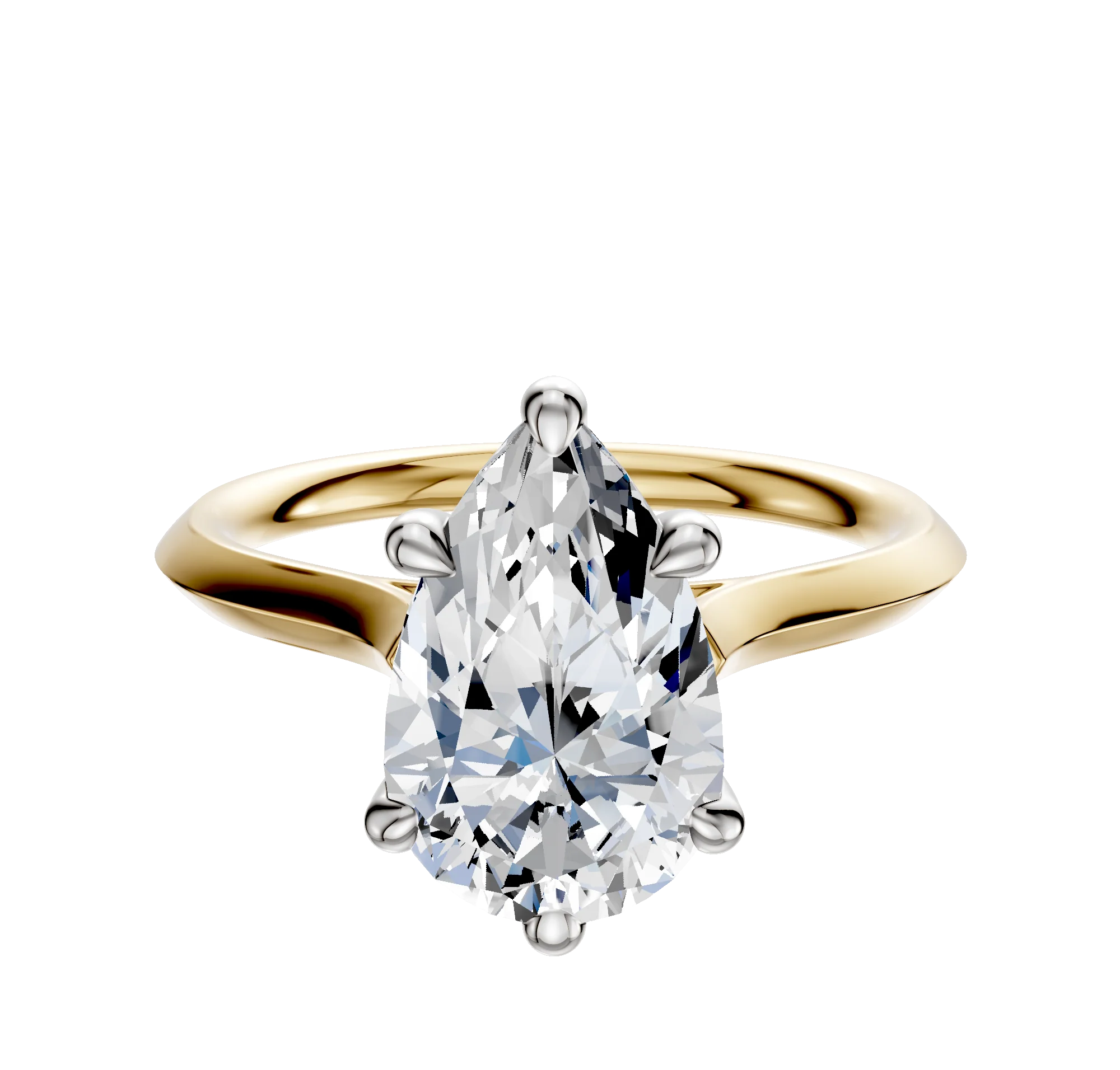 18K Two Tone 6 Prong Basket Cathedral Knife Edge 2.0mm Engagement Ring