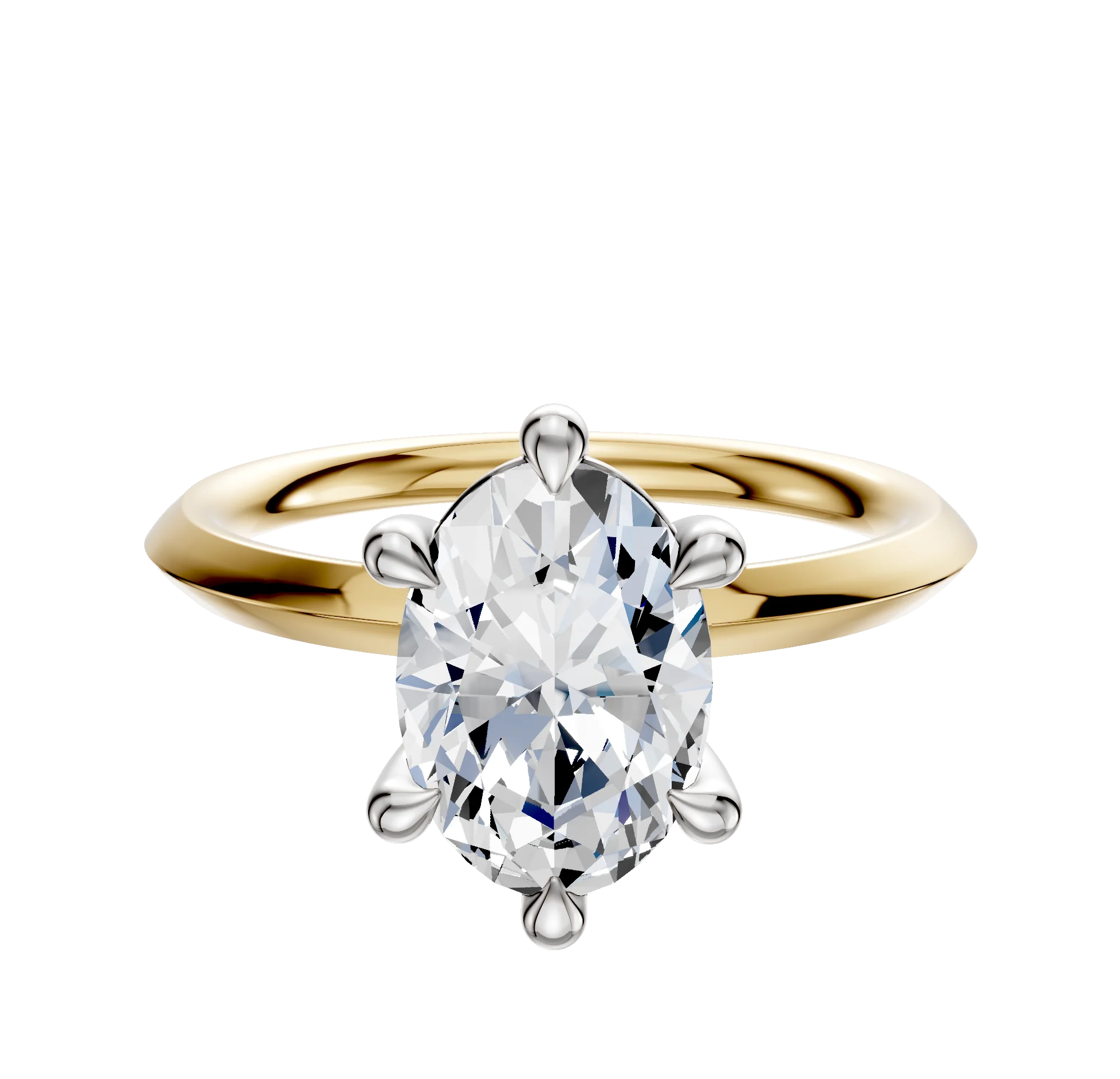 18K Two Tone 6 Prong Basket Classic Knife Edge 2.0mm Engagement Ring