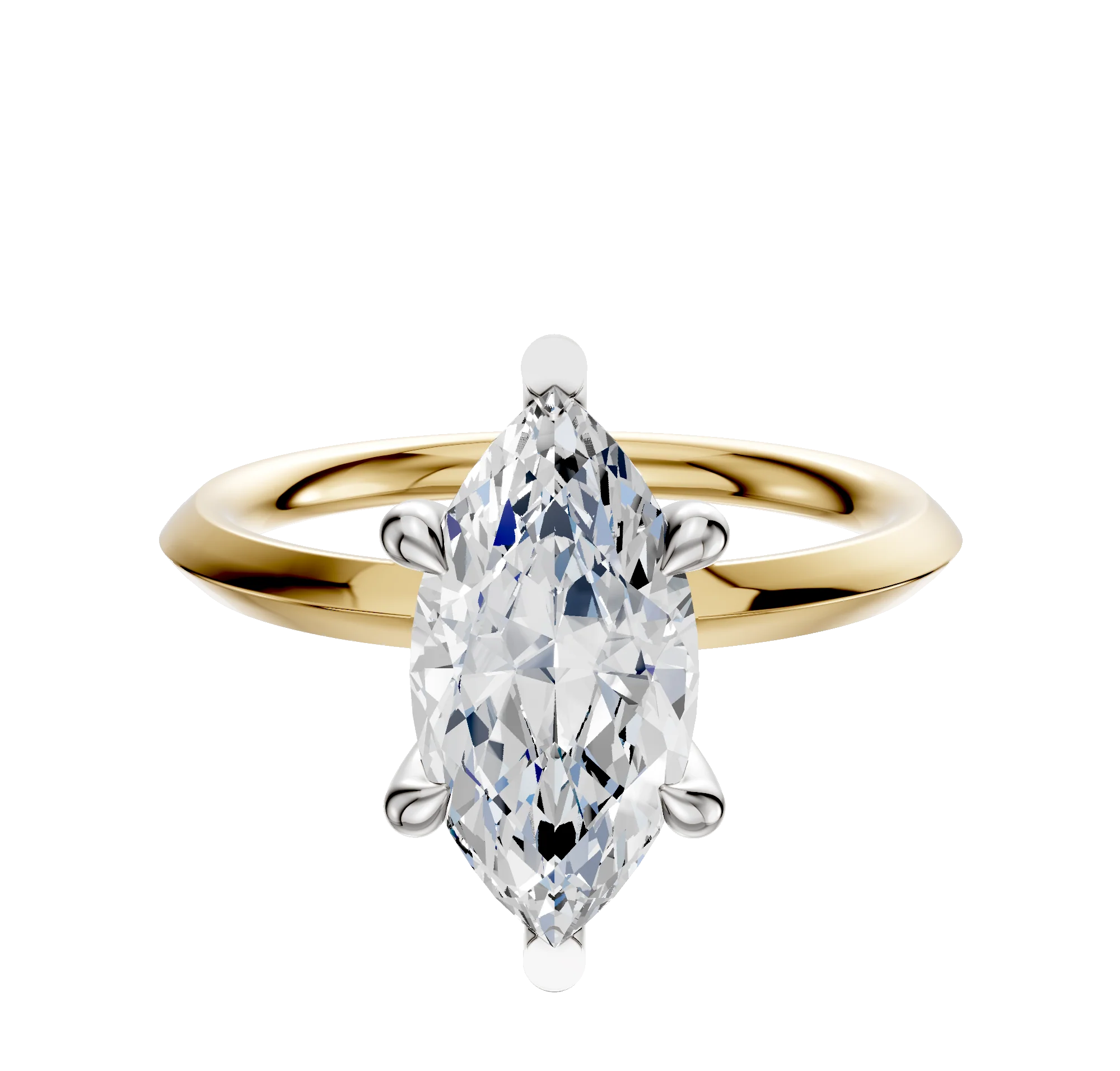 18K Two Tone 6 Prong Basket Classic Knife Edge 2.0mm Engagement Ring