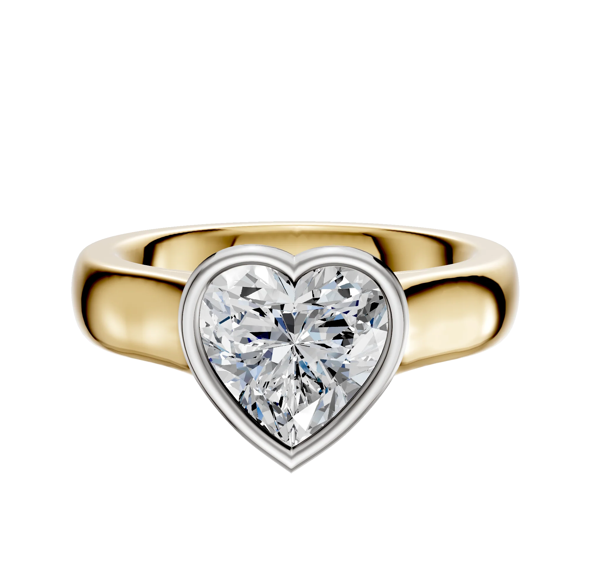 18K Two Tone Bezel Full Bezel East/West Cathedral Dome 4.0mm Engagement Ring