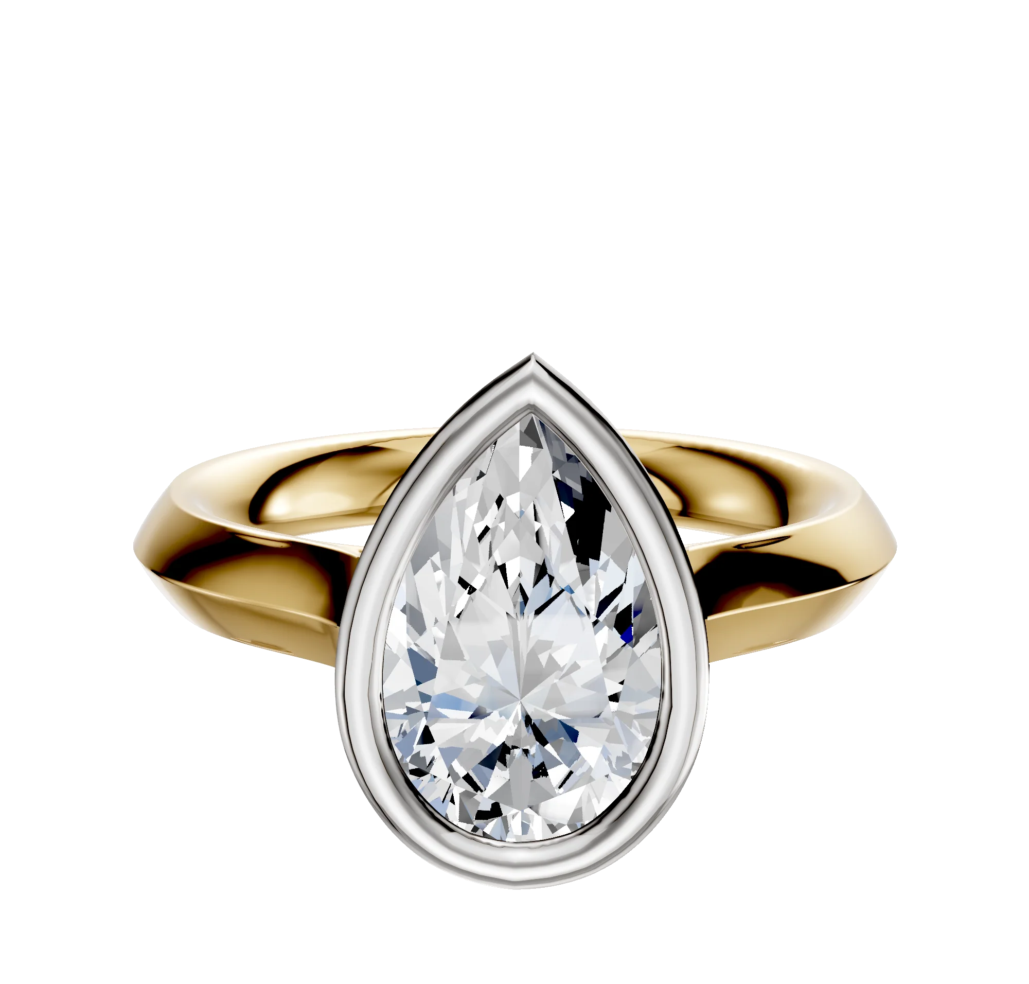 18K Two Tone Bezel Full Bezel East/West Cathedral Knife Edge 3.0mm Engagement Ring