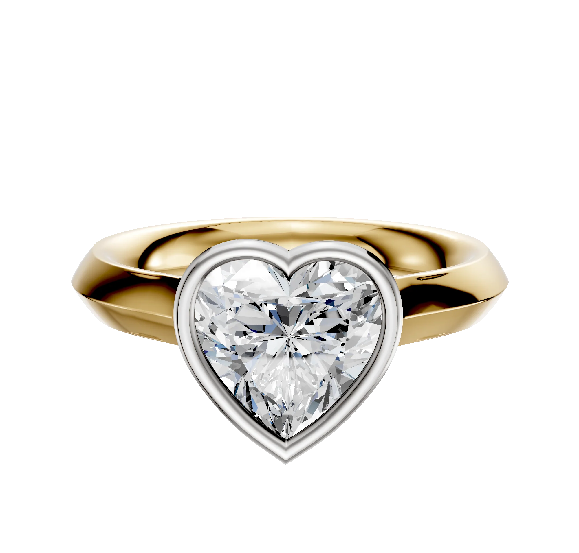 18K Two Tone Bezel Full Bezel East/West Cathedral Knife Edge 3.0mm Engagement Ring
