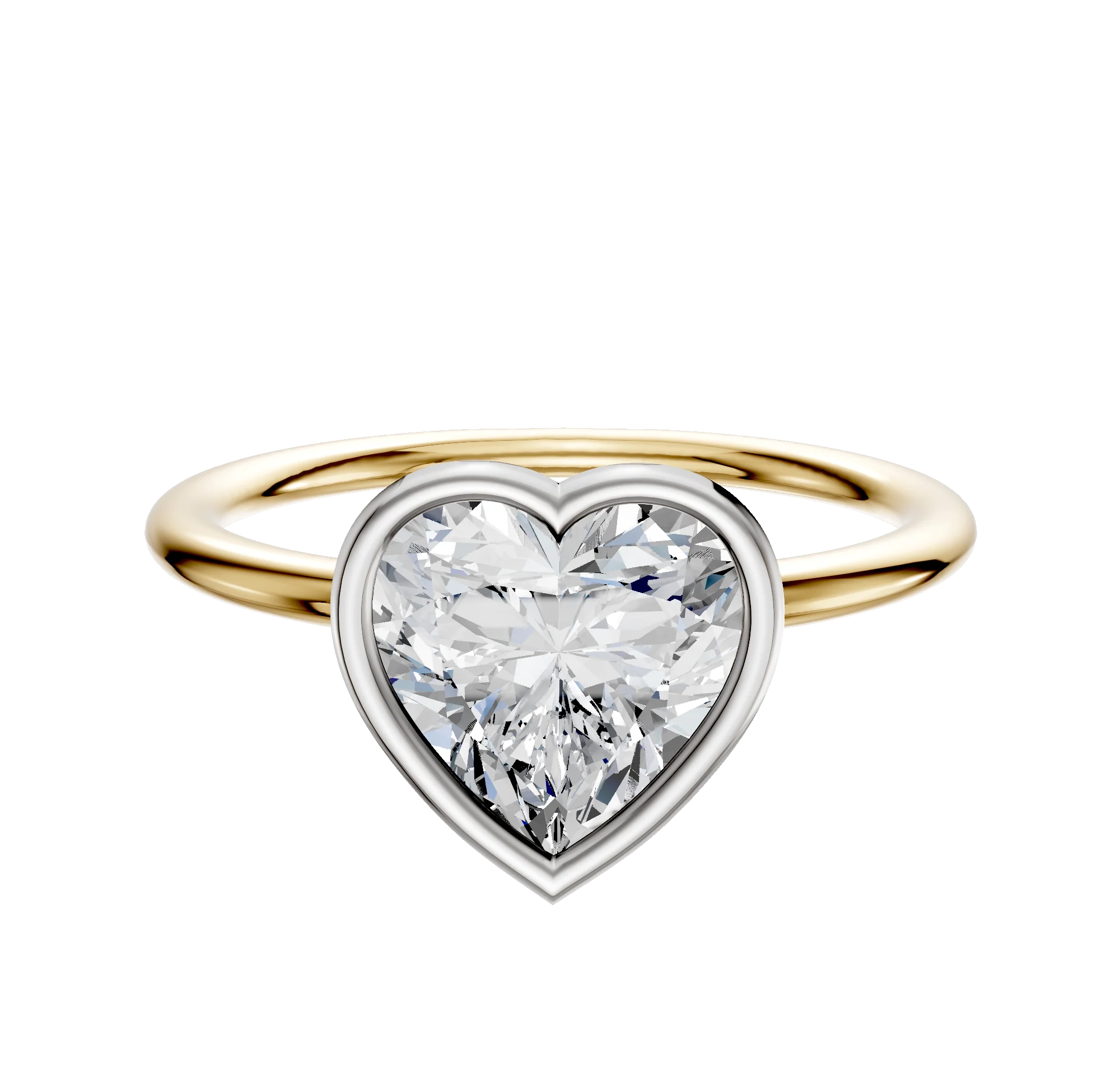 18K Two Tone Bezel Full Bezel East/West Classic Dome 1.5mm Engagement Ring