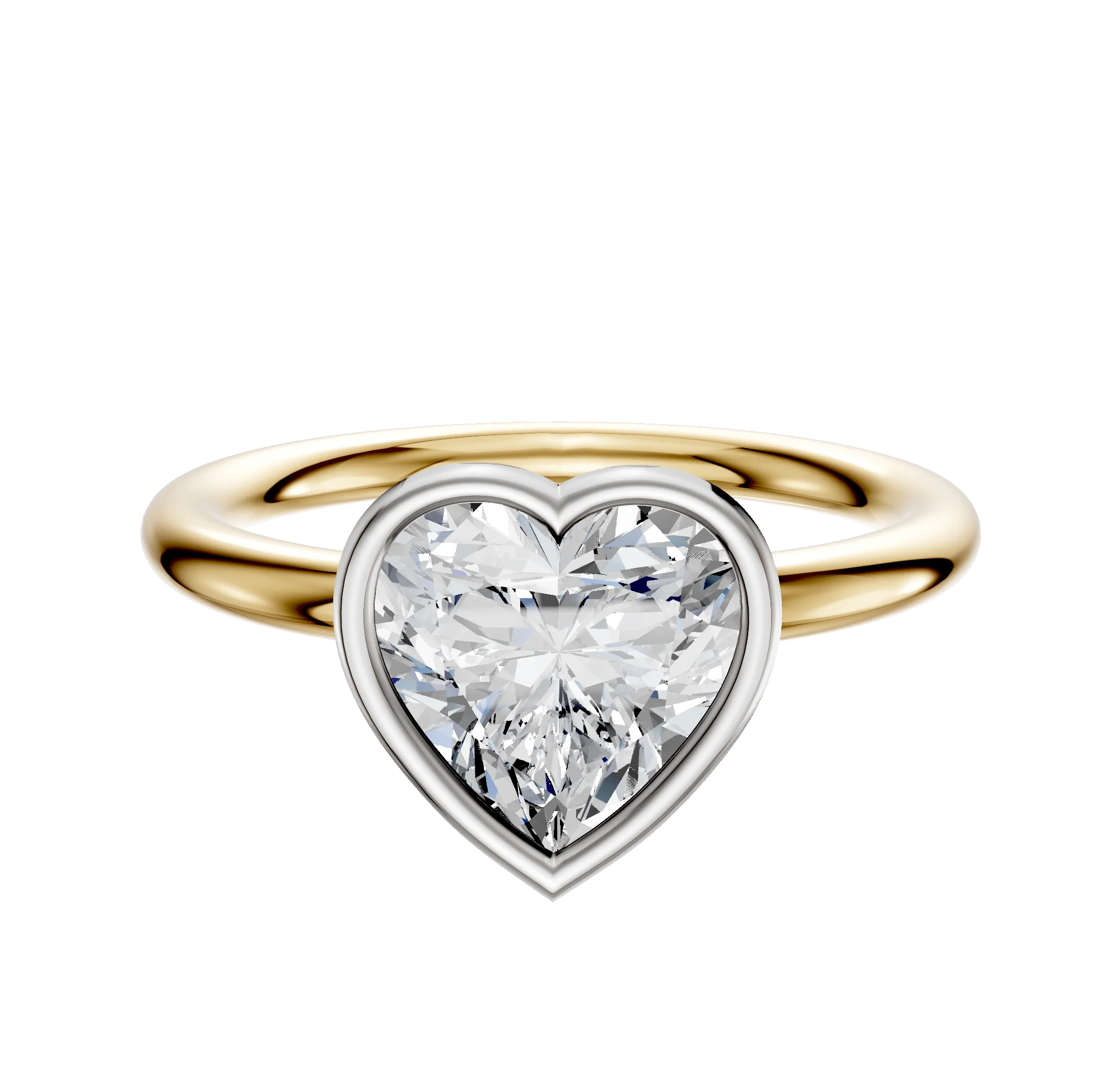 18K Two Tone Bezel Full Bezel East/West Classic Dome 2.0mm Engagement Ring