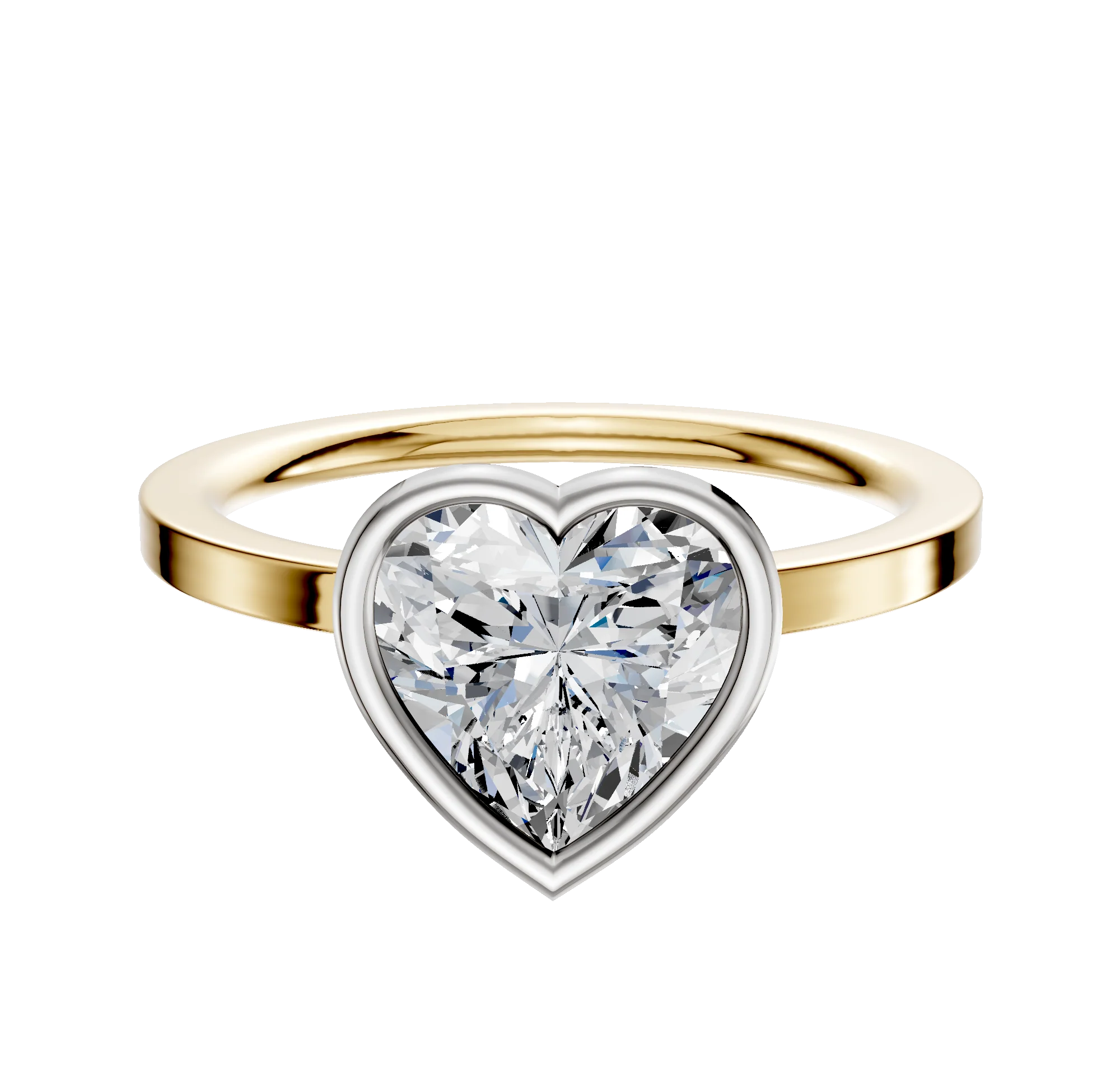 18K Two Tone Bezel Full Bezel East/West Classic Flat 1.5mm Engagement Ring