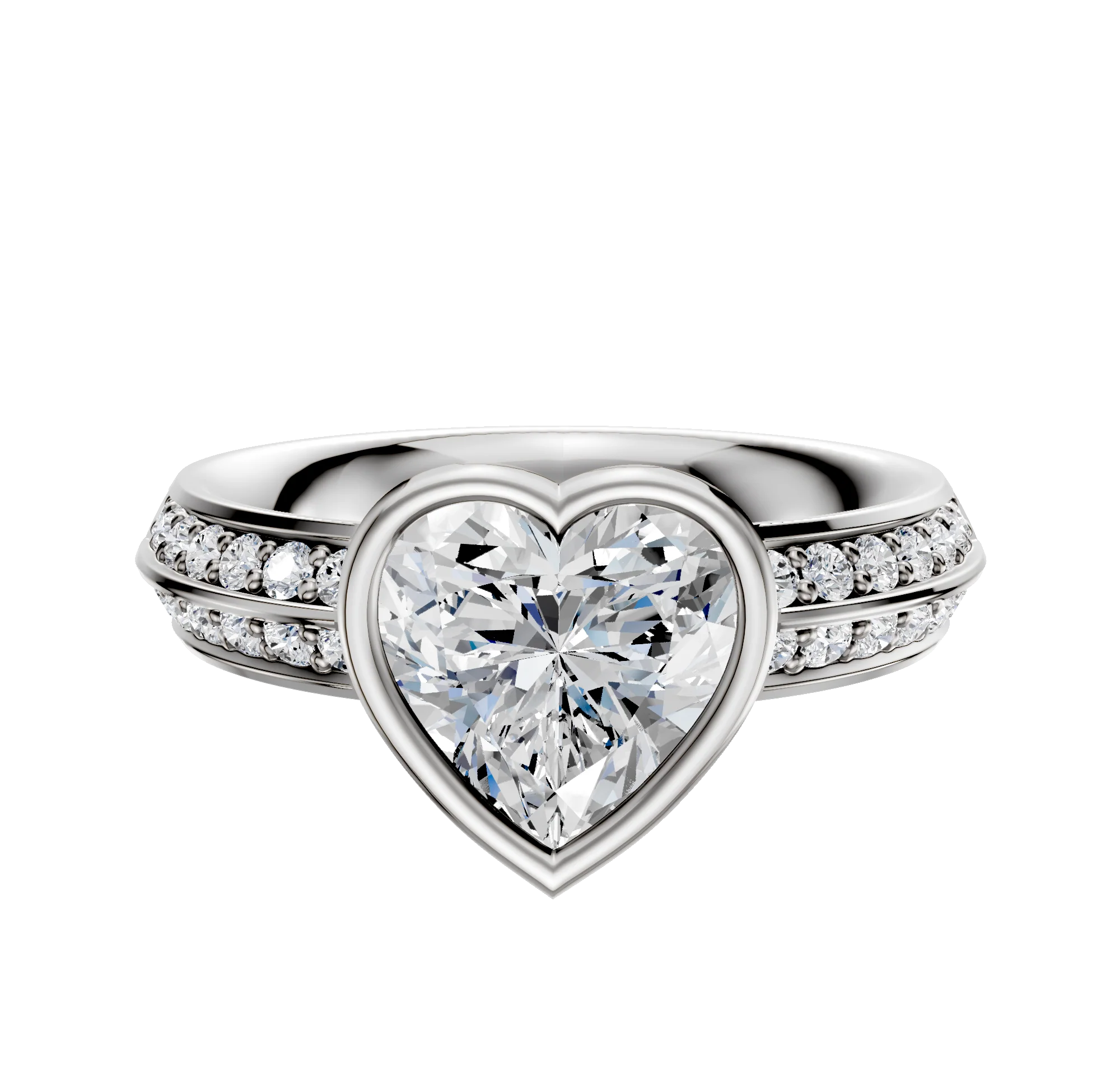18K Two Tone Bezel Full Bezel East/West Classic Knife Edge 1-Row-Pave 2.5mm Engagement Ring