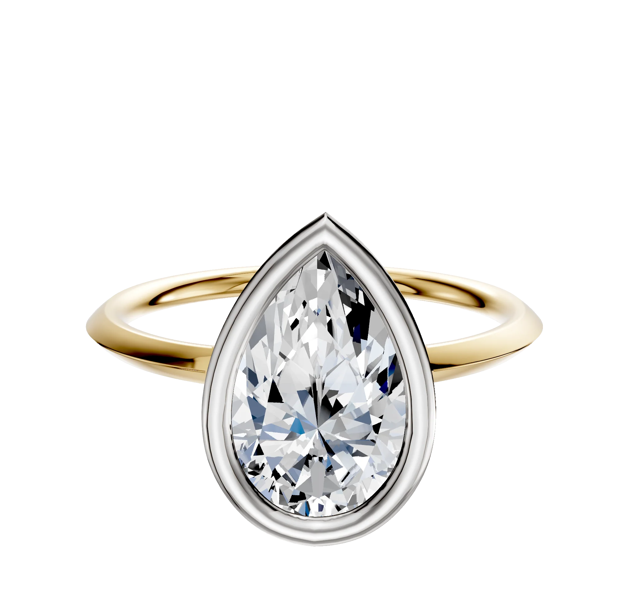 18K Two Tone Bezel Full Bezel East/West Classic Knife Edge 1.5mm Engagement Ring