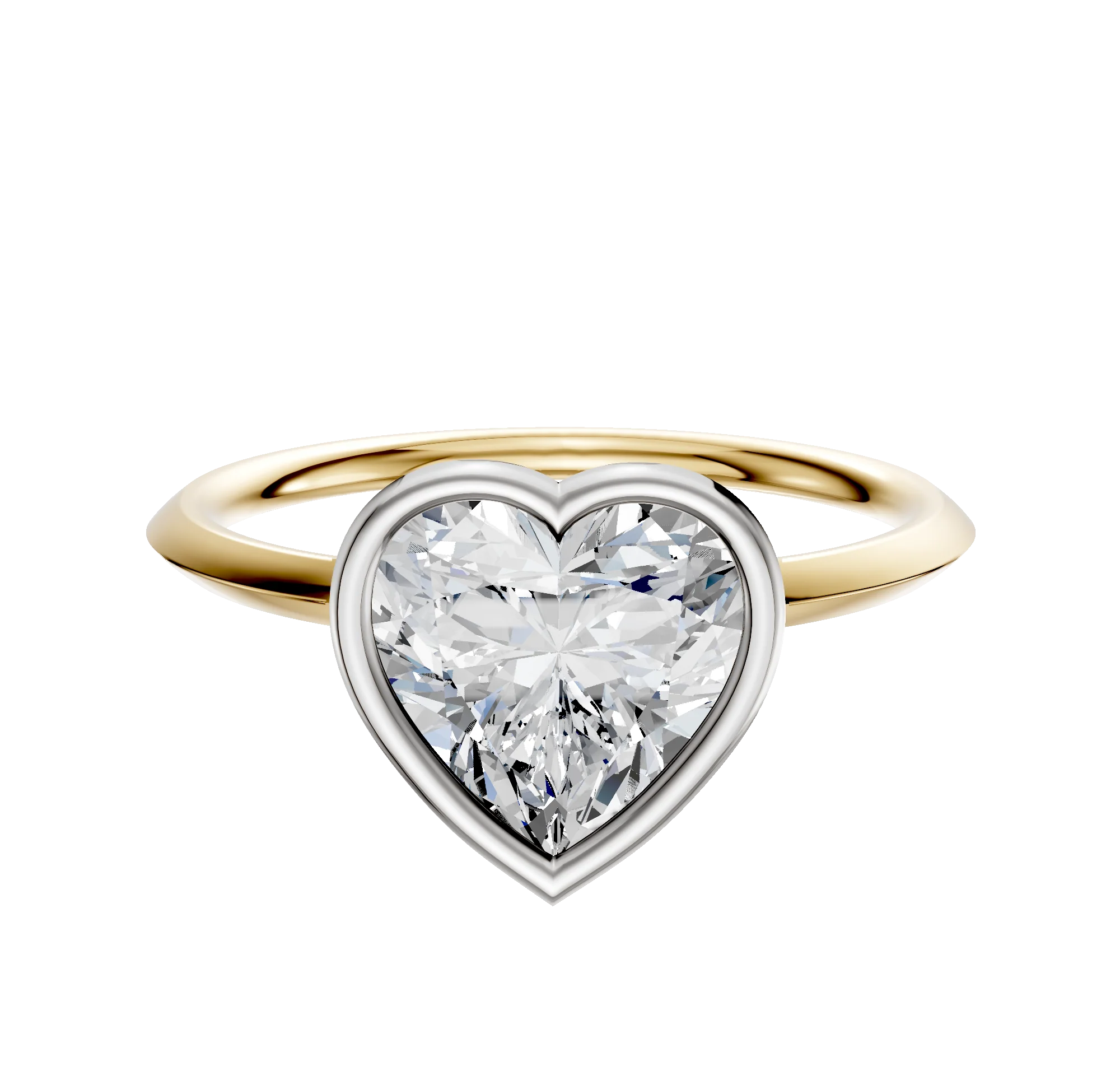 18K Two Tone Bezel Full Bezel East/West Classic Knife Edge 1.5mm Engagement Ring