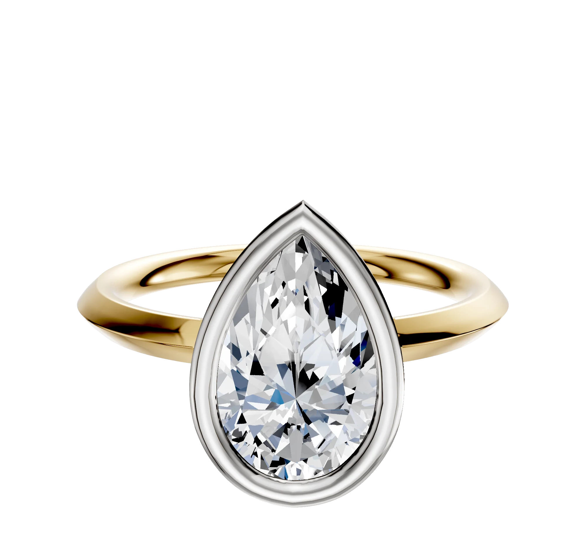 18K Two Tone Bezel Full Bezel East/West Classic Knife Edge 2.0mm Engagement Ring