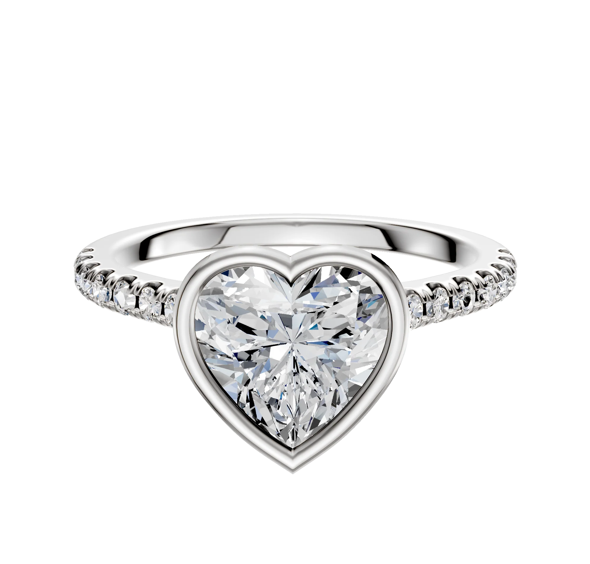 18K Two Tone Bezel Full Bezel North/South Cathedral Dome 1-Row-Pave 2.5mm Engagement Ring