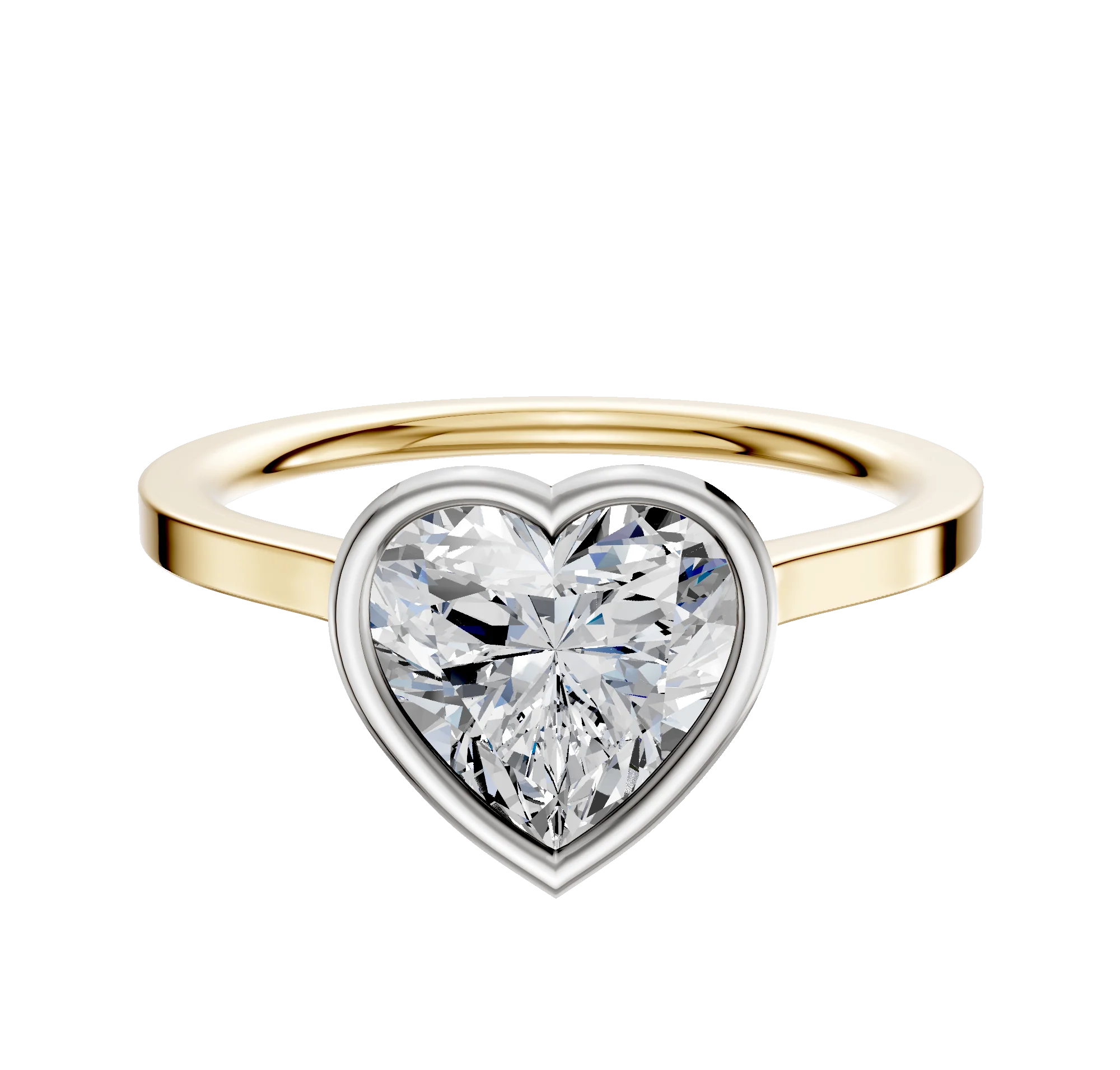 18K Two Tone Bezel Full Bezel North/South Cathedral Flat 1.5mm Engagement Ring