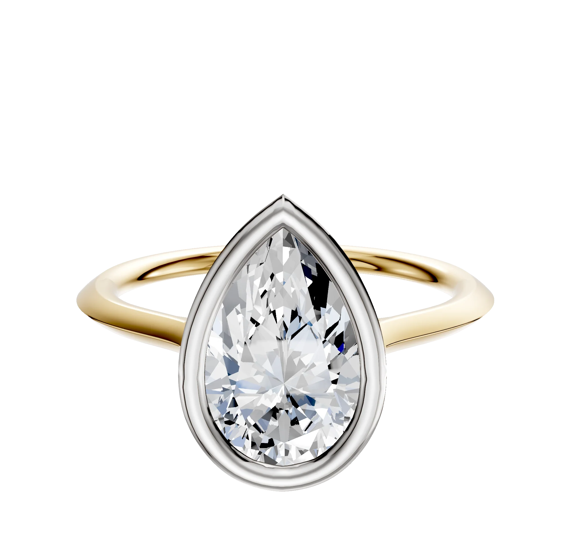 18K Two Tone Bezel Full Bezel North/South Cathedral Knife Edge 1.5mm Engagement Ring