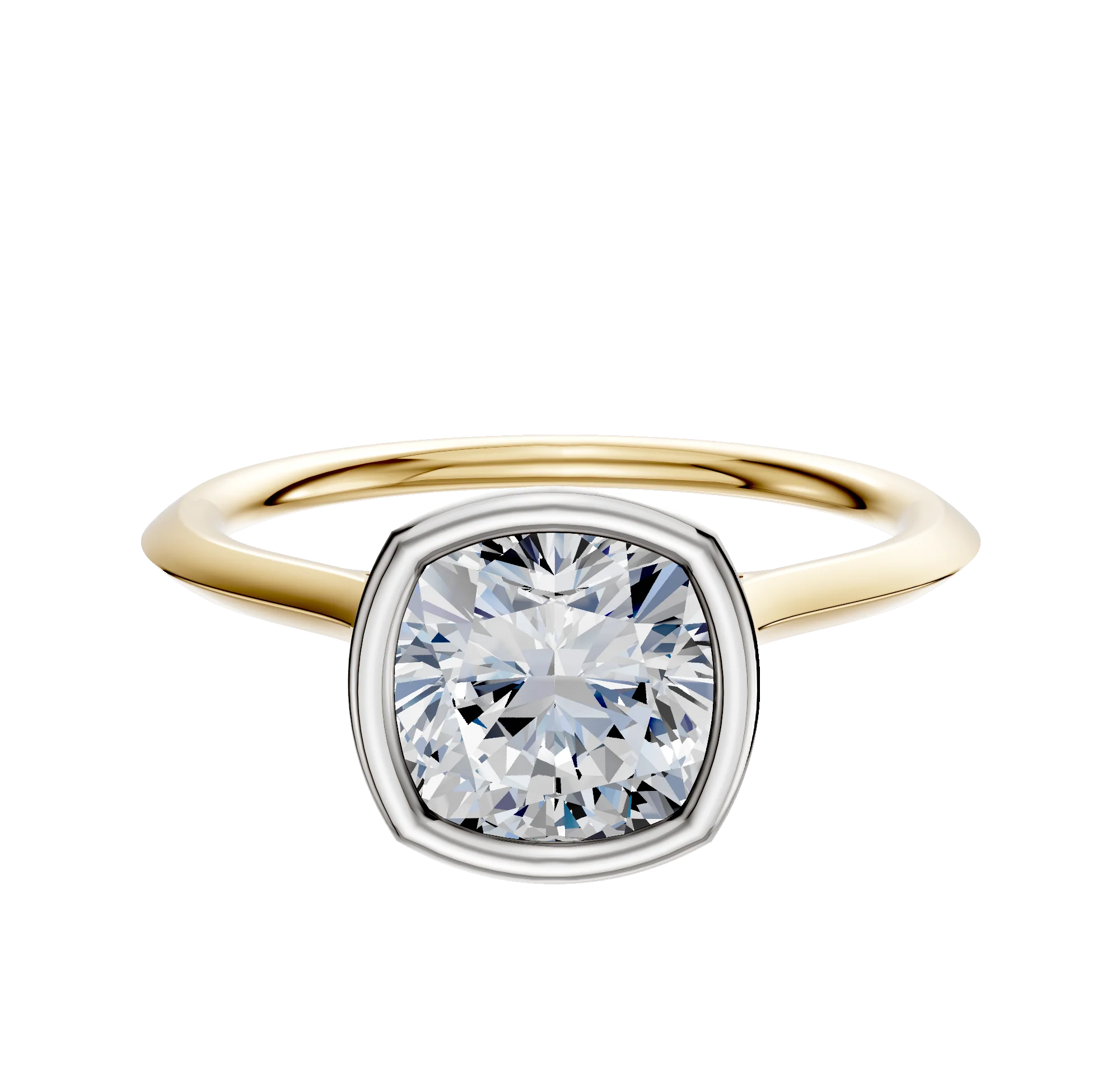 18K Two Tone Bezel Full Bezel North/South Cathedral Knife Edge 1.5mm Engagement Ring