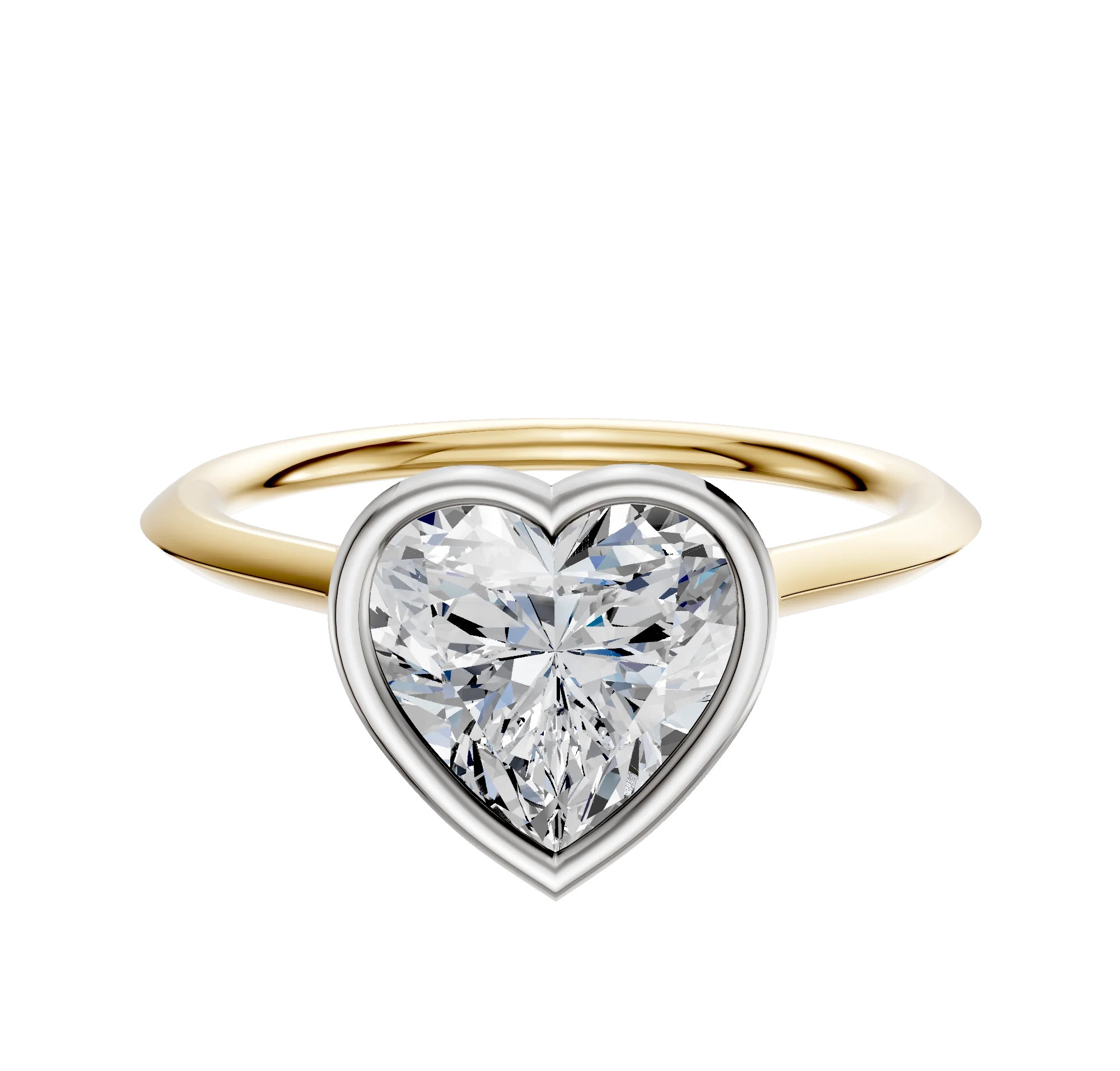 18K Two Tone Bezel Full Bezel North/South Cathedral Knife Edge 1.5mm Engagement Ring