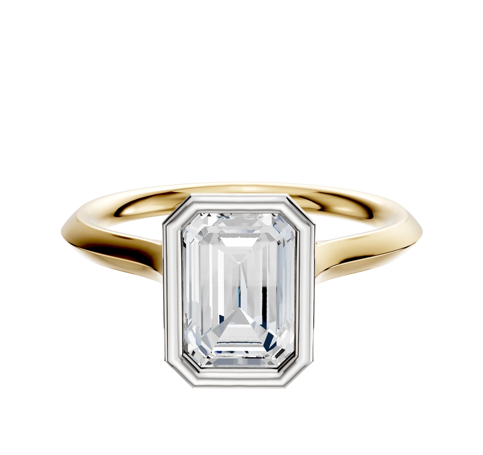 18K Two Tone Bezel Full Bezel North/South Cathedral Knife Edge 2.0mm Engagement Ring