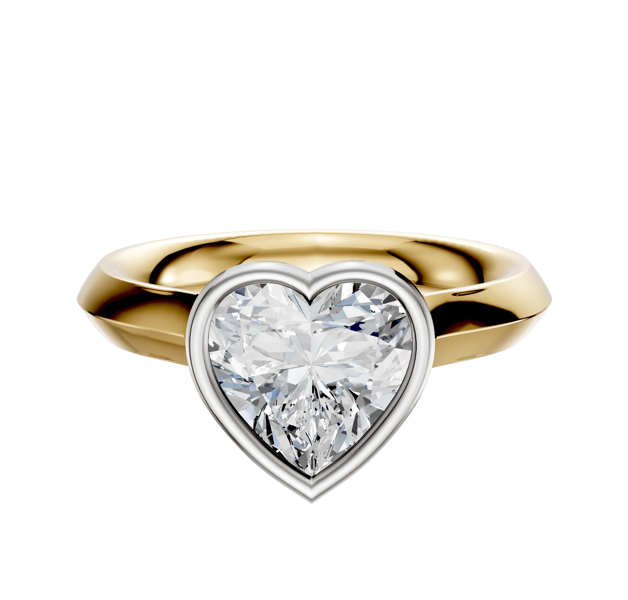 18K Two Tone Bezel Full Bezel North/South Cathedral Knife Edge 3.0mm Engagement Ring