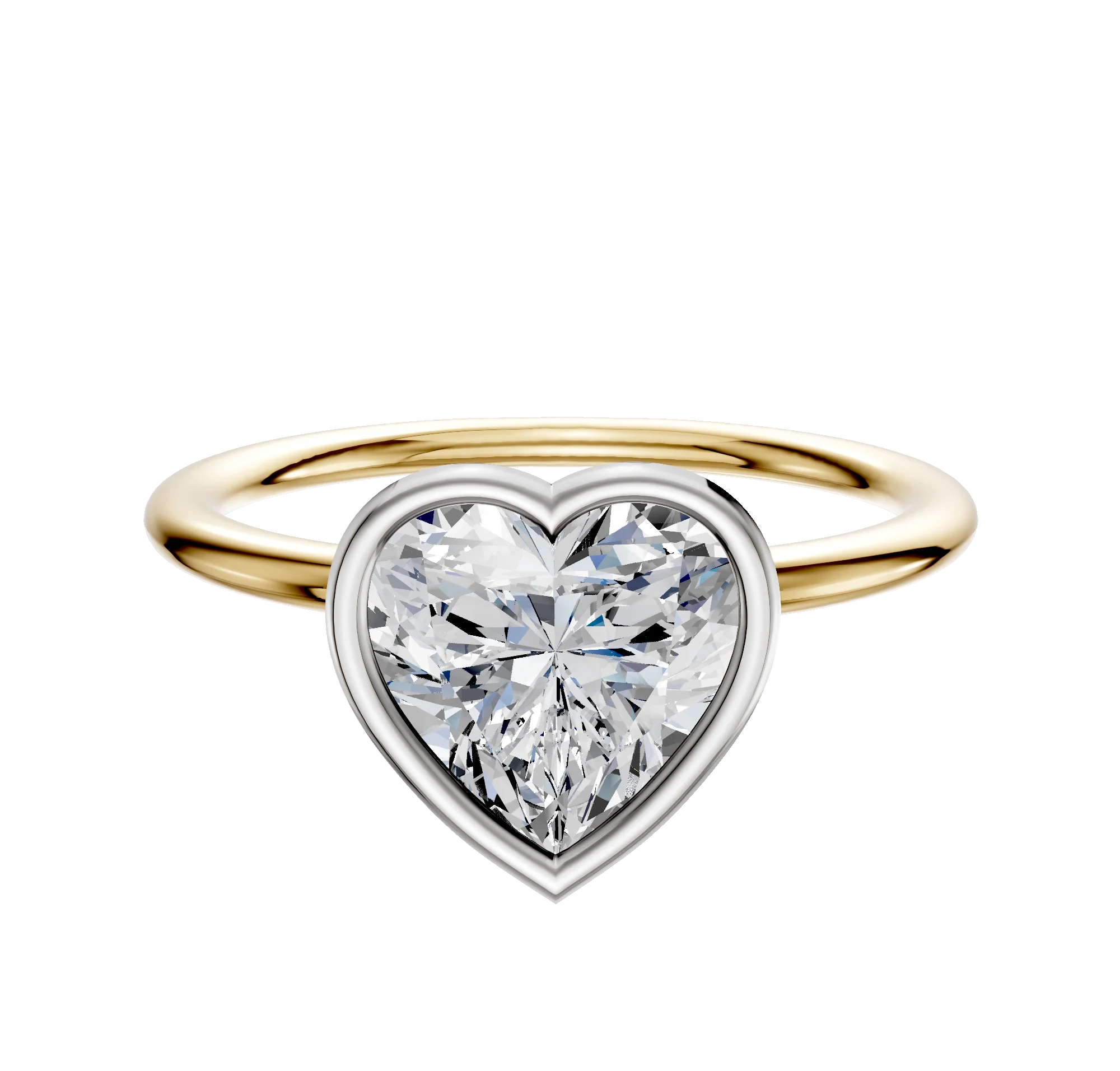 18K Two Tone Bezel Full Bezel North/South Classic Dome 1.5mm Engagement Ring