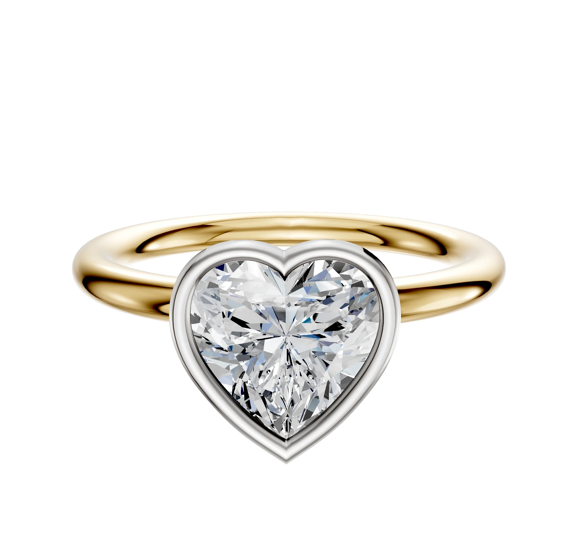 18K Two Tone Bezel Full Bezel North/South Classic Dome 2.0mm Engagement Ring