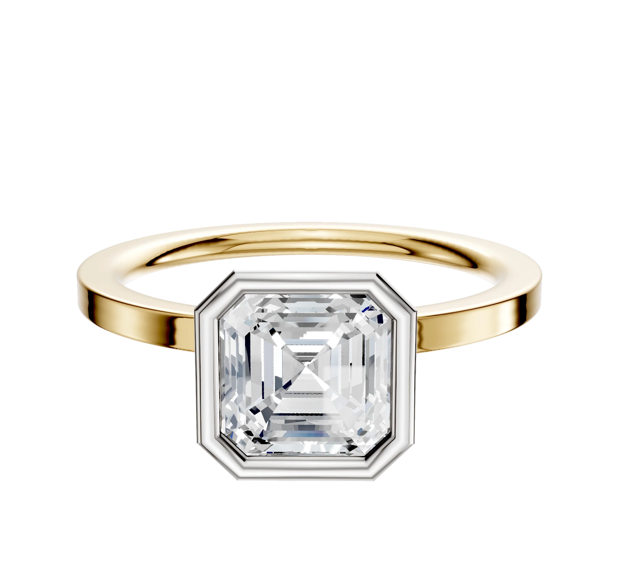 18K Two Tone Bezel Full Bezel North/South Classic Flat 1.5mm Engagement Ring