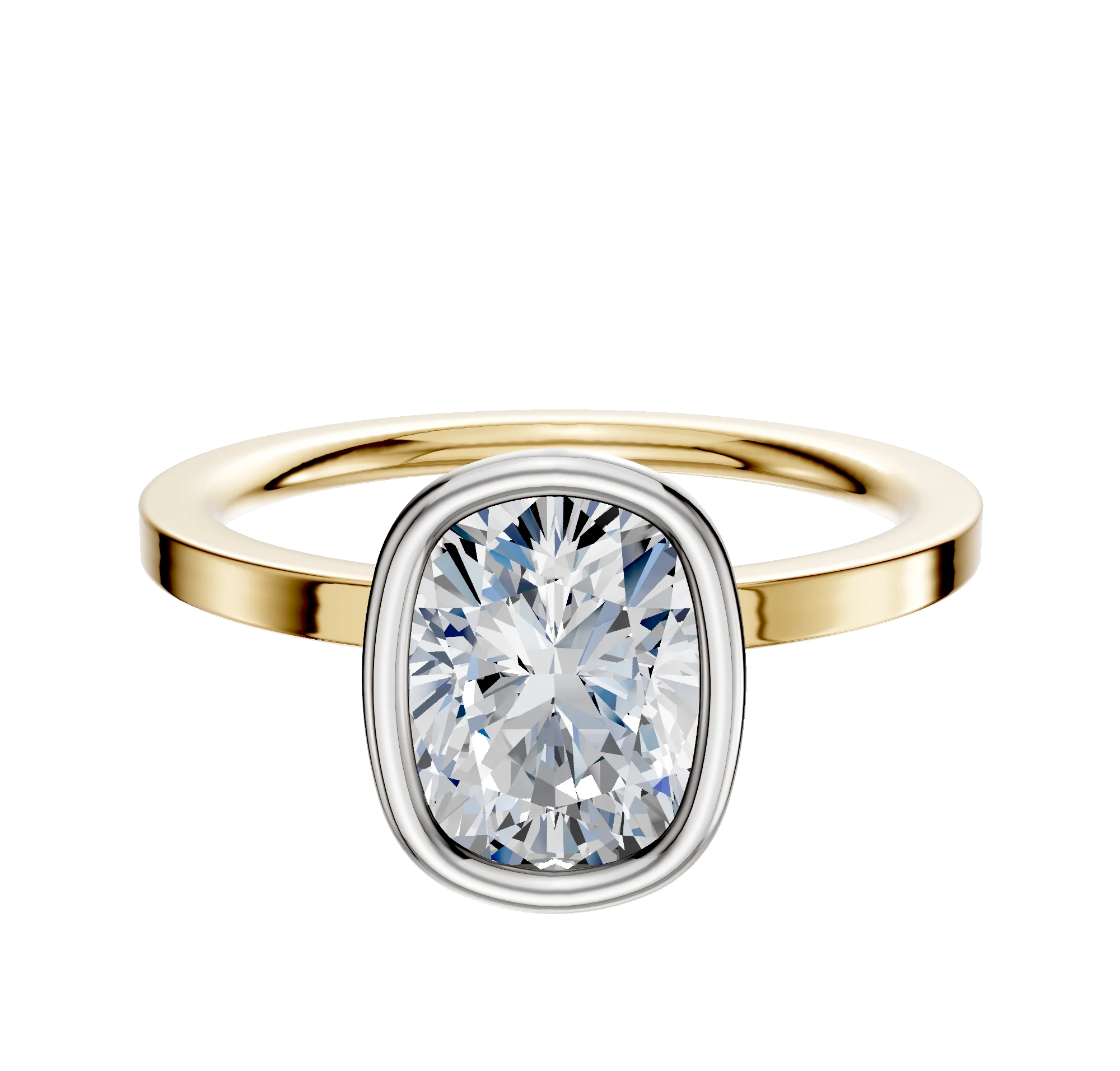 18K Two Tone Bezel Full Bezel North/South Classic Flat 1.5mm Engagement Ring