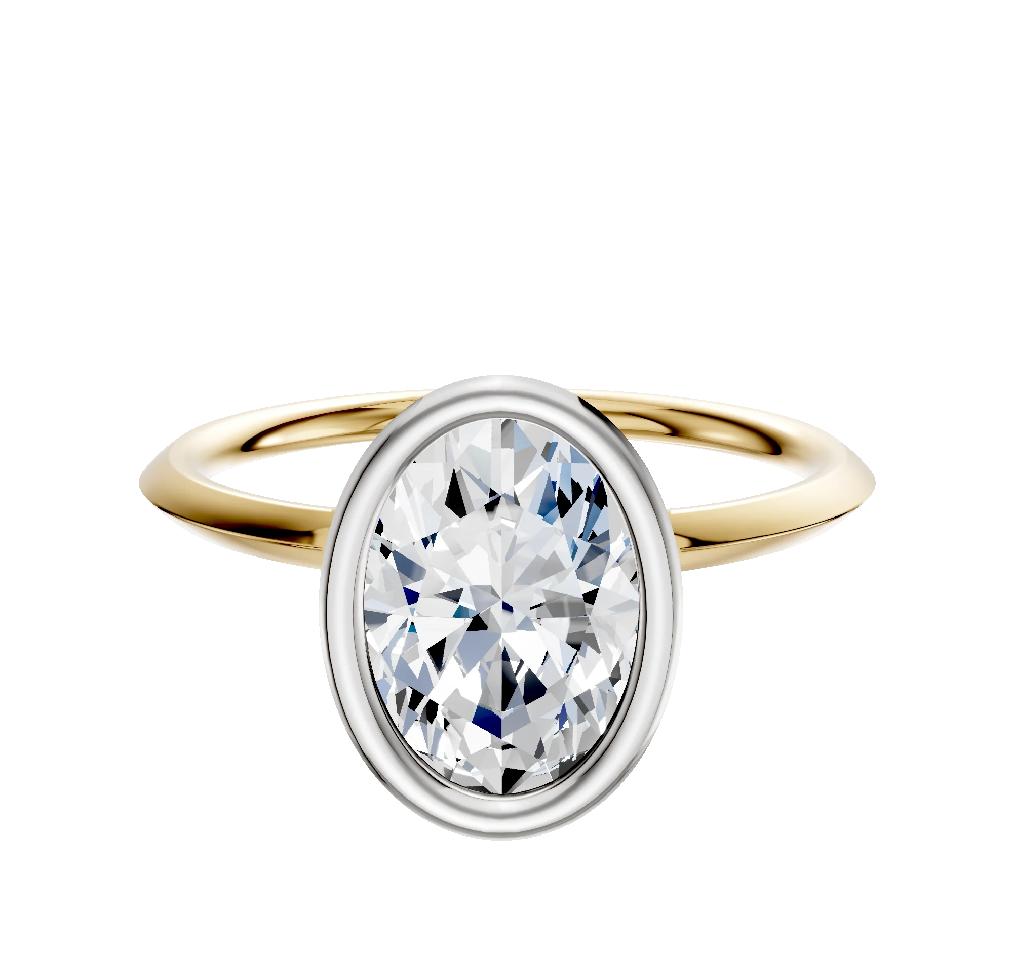 18K Two Tone Bezel Full Bezel North/South Classic Knife Edge 1.5mm Engagement Ring