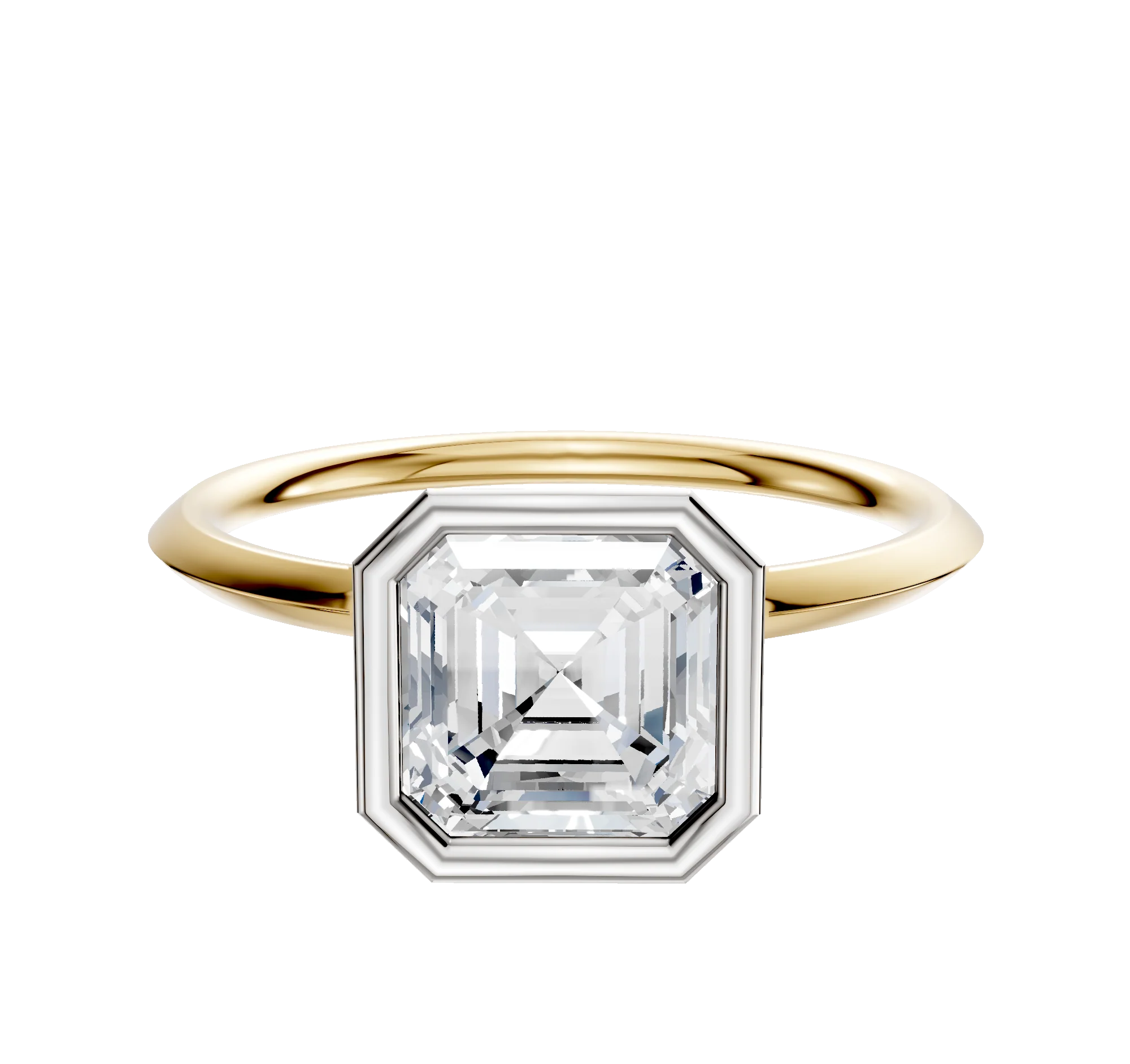 18K Two Tone Bezel Full Bezel North/South Classic Knife Edge 1.5mm Engagement Ring