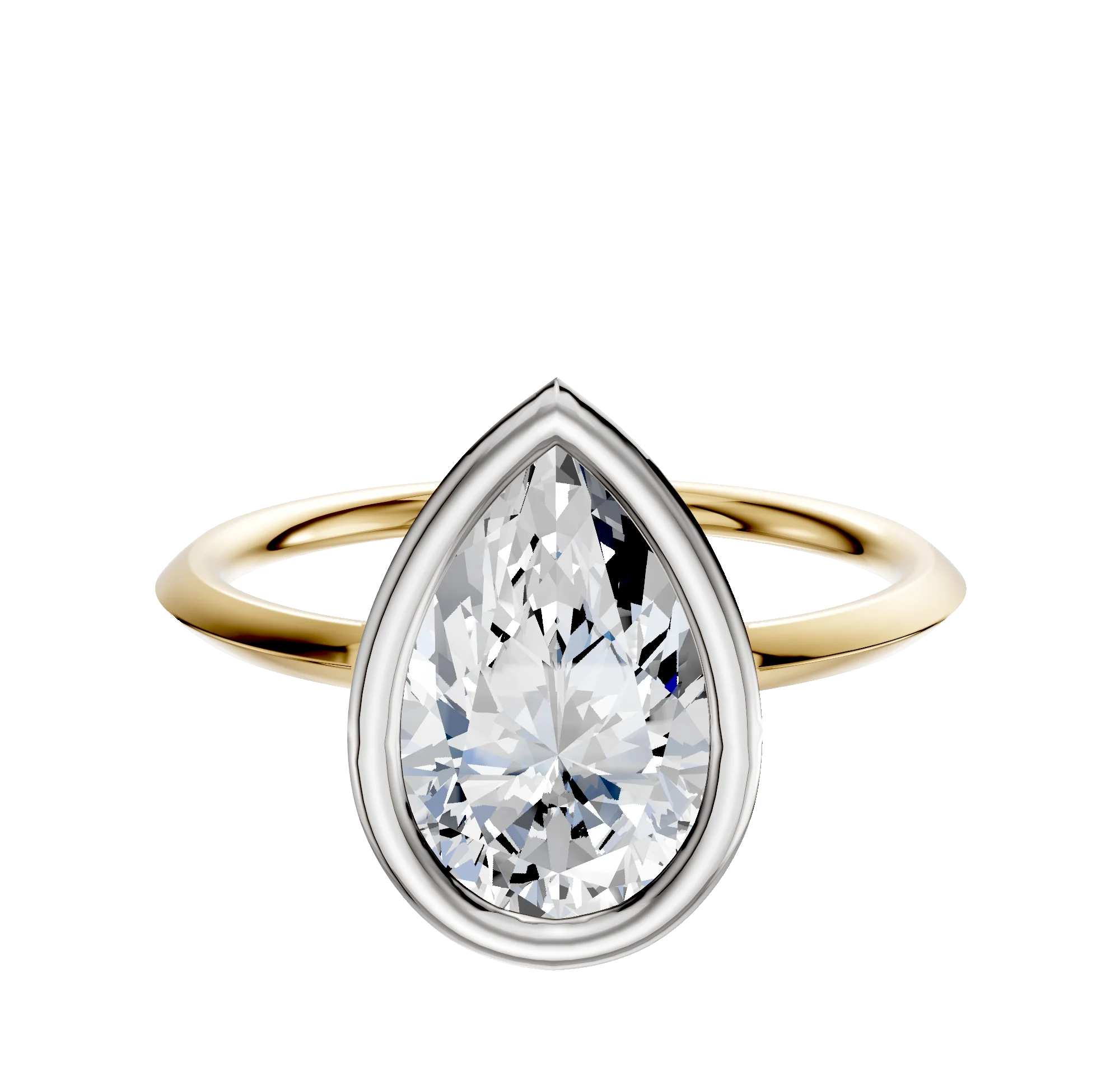 18K Two Tone Bezel Full Bezel North/South Classic Knife Edge 1.5mm Engagement Ring