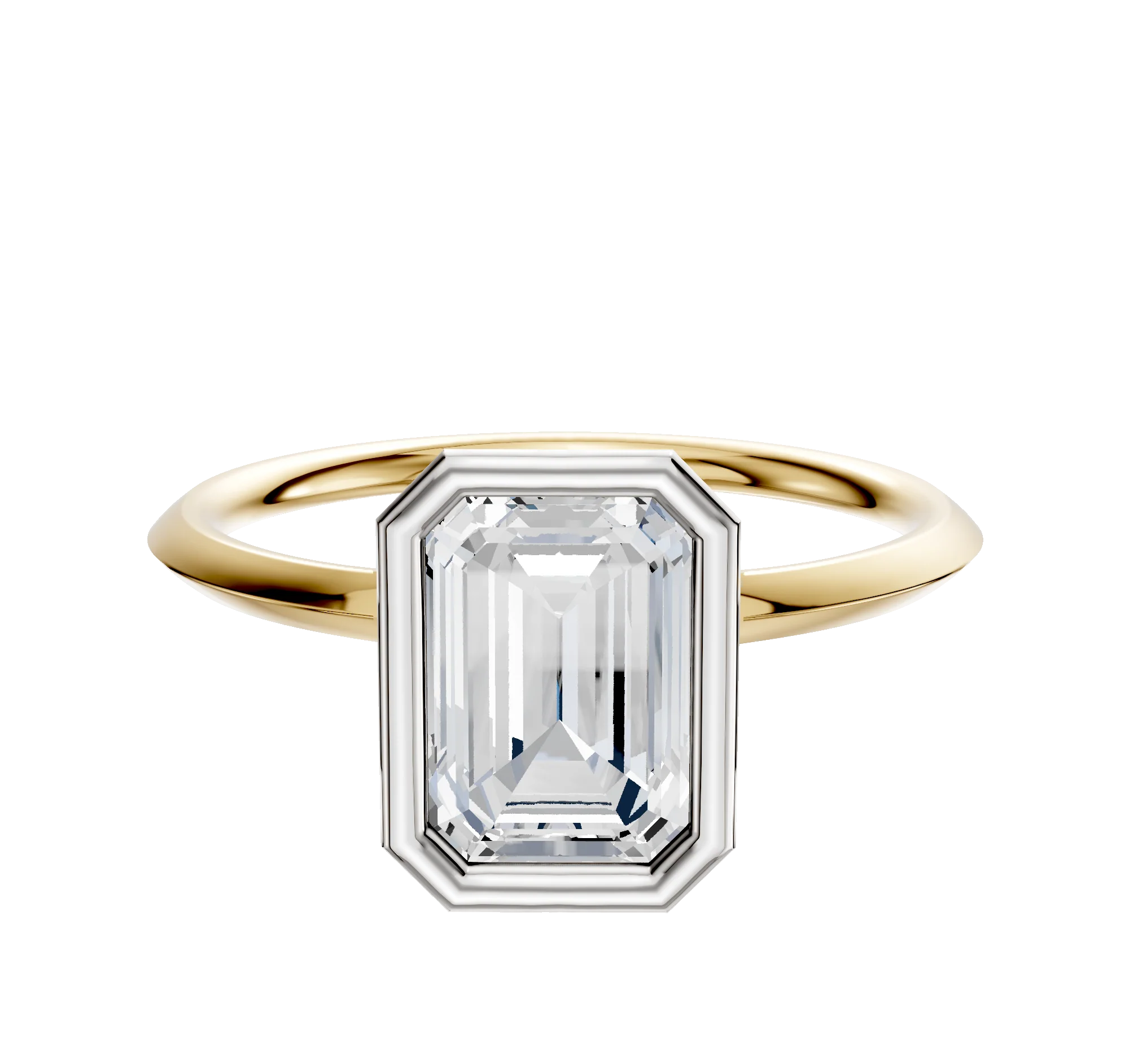 18K Two Tone Bezel Full Bezel North/South Classic Knife Edge 1.5mm Engagement Ring