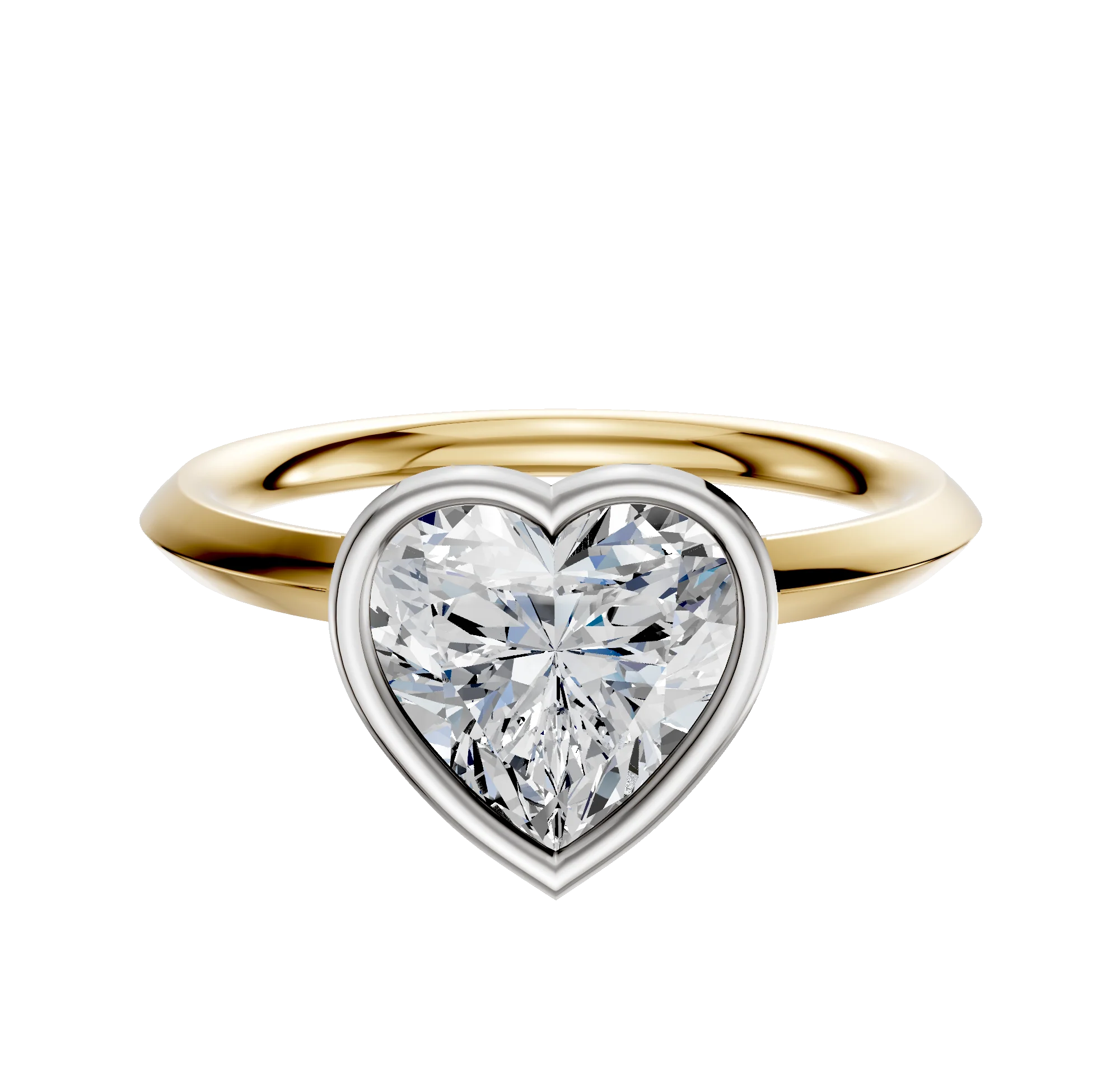 18K Two Tone Bezel Full Bezel North/South Classic Knife Edge 2.0mm Engagement Ring