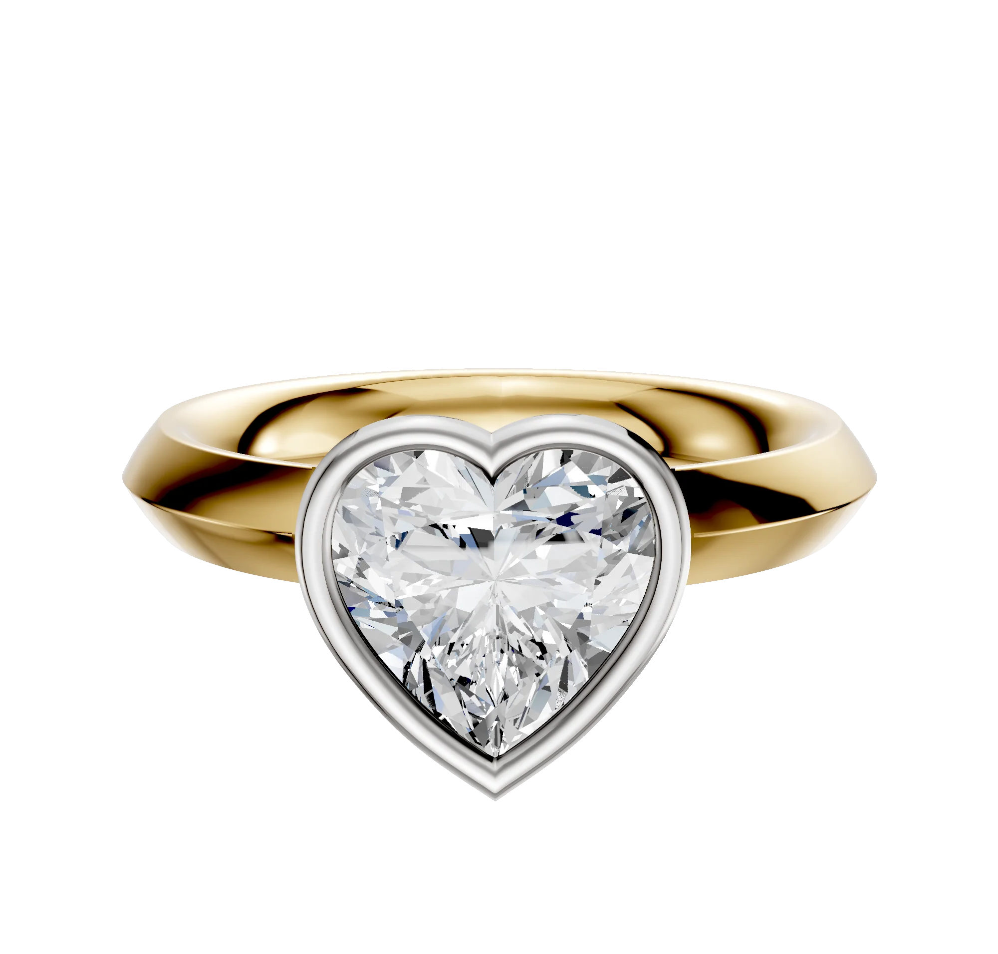 18K Two Tone Bezel Full Bezel North/South Classic Knife Edge 3.0mm Engagement Ring