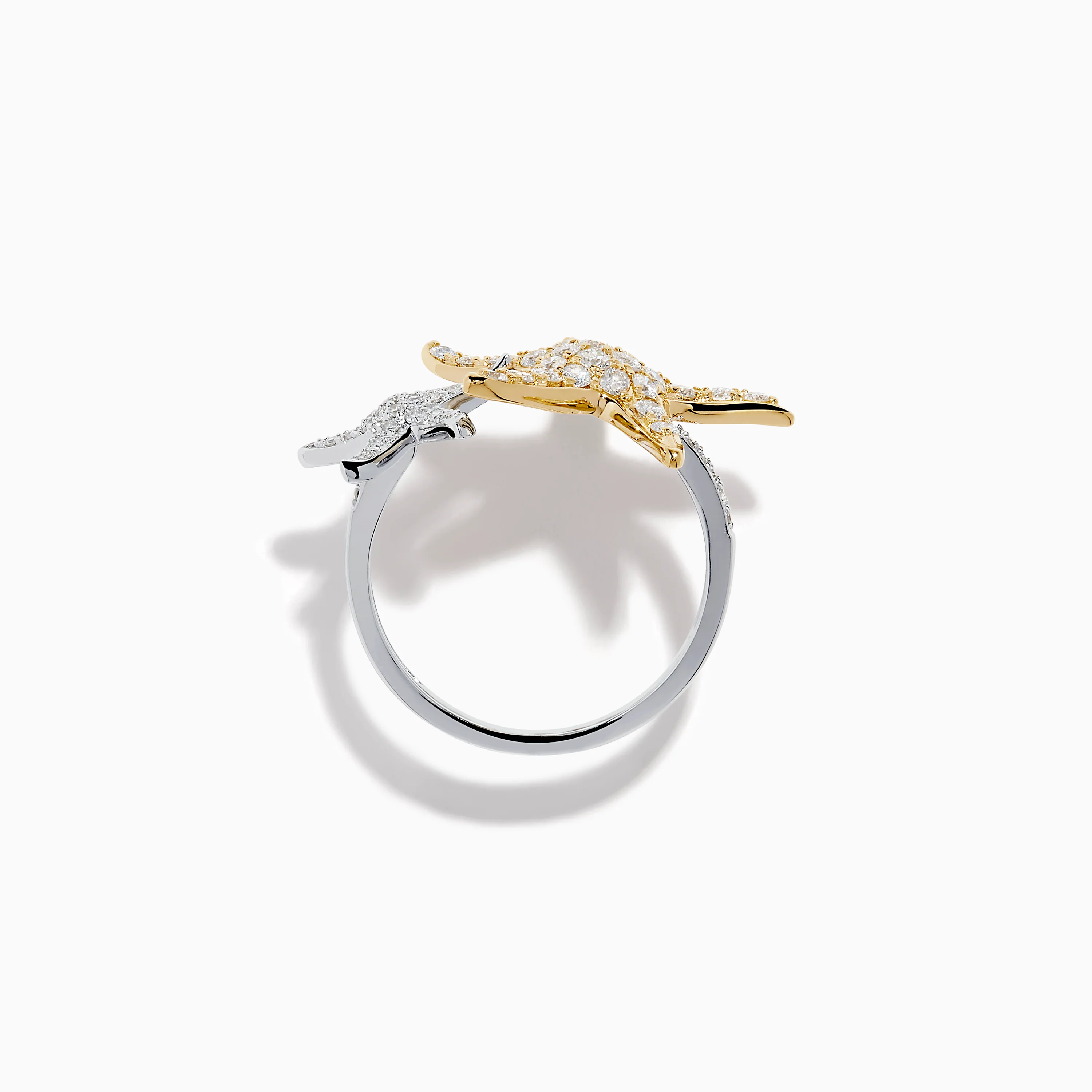 18K Two Tone Gold Diamond Double Starfish Ring - Image 3