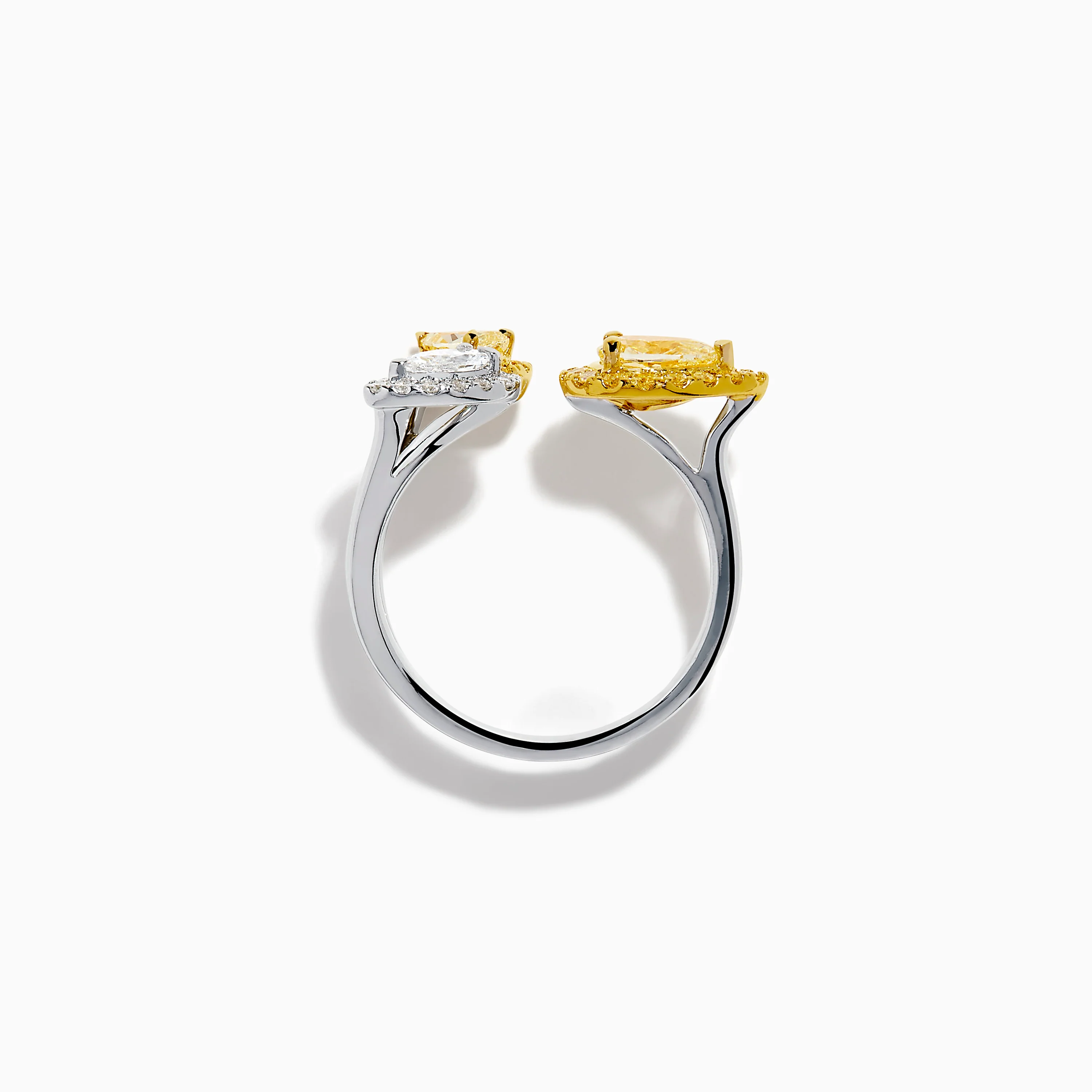 18K Two Tone Open Shank Yellow and White Diamond Pear Bouquet Ring - Image 3